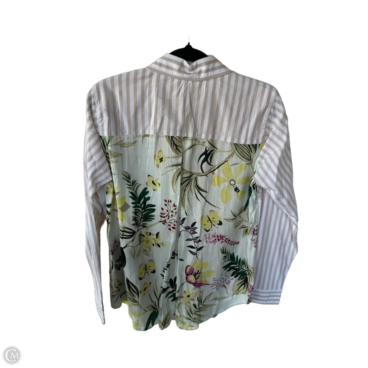 Top Long Sleeve By Tolani Collection In Tan & White, Size: Xxs