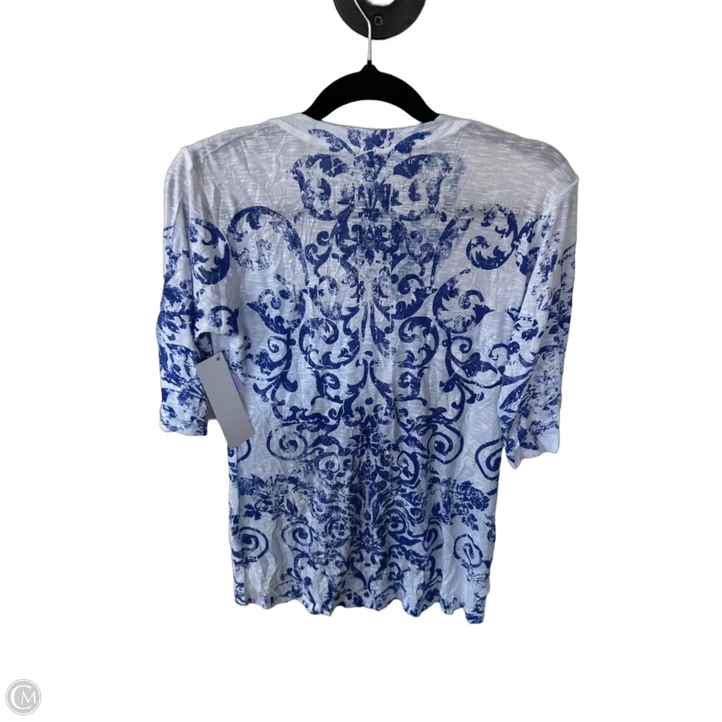 Top 3/4 Sleeve Basic By David Cline In Blue & White, Size: S
