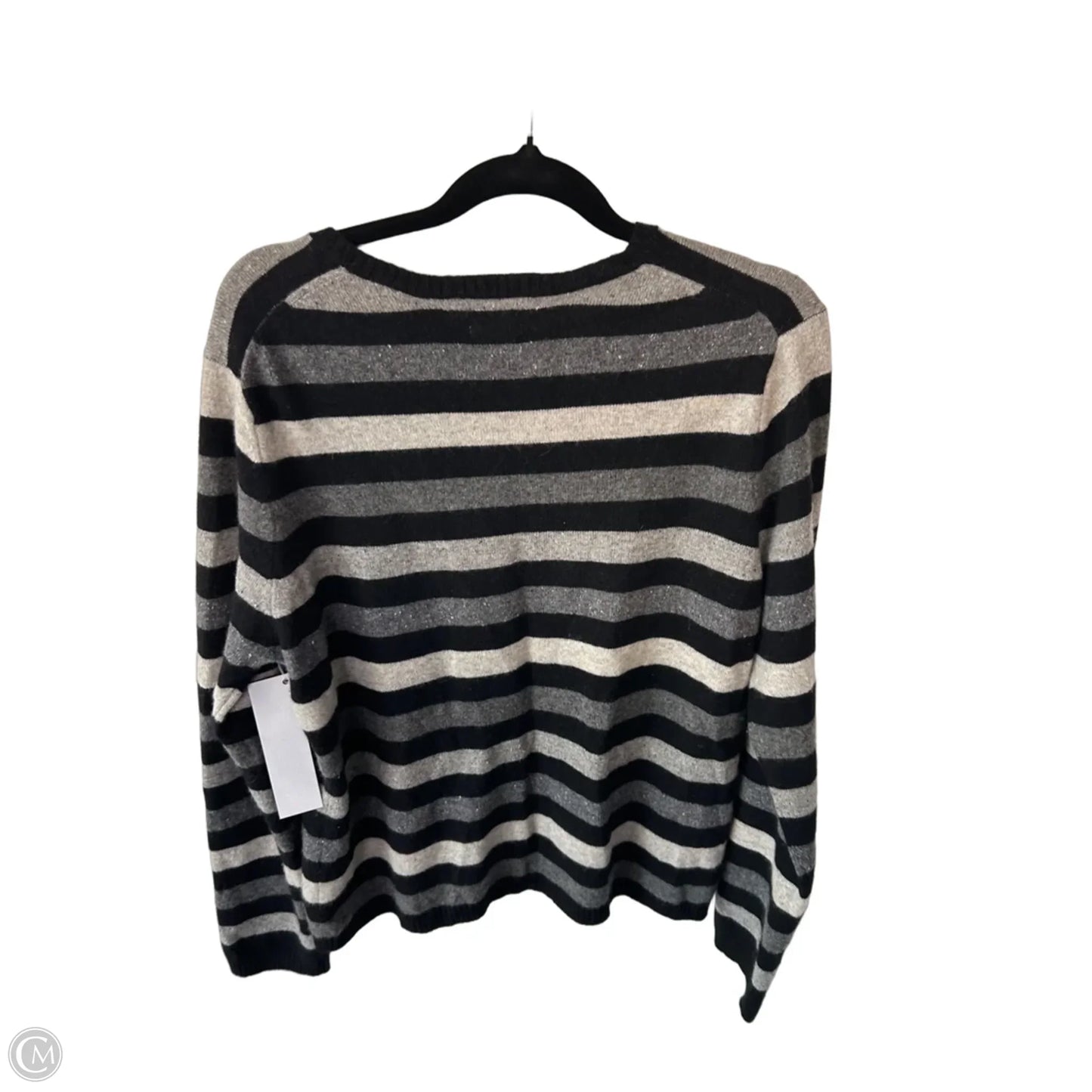 Sweater Cashmere By Valerie Stevens In Black & Grey, Size: L