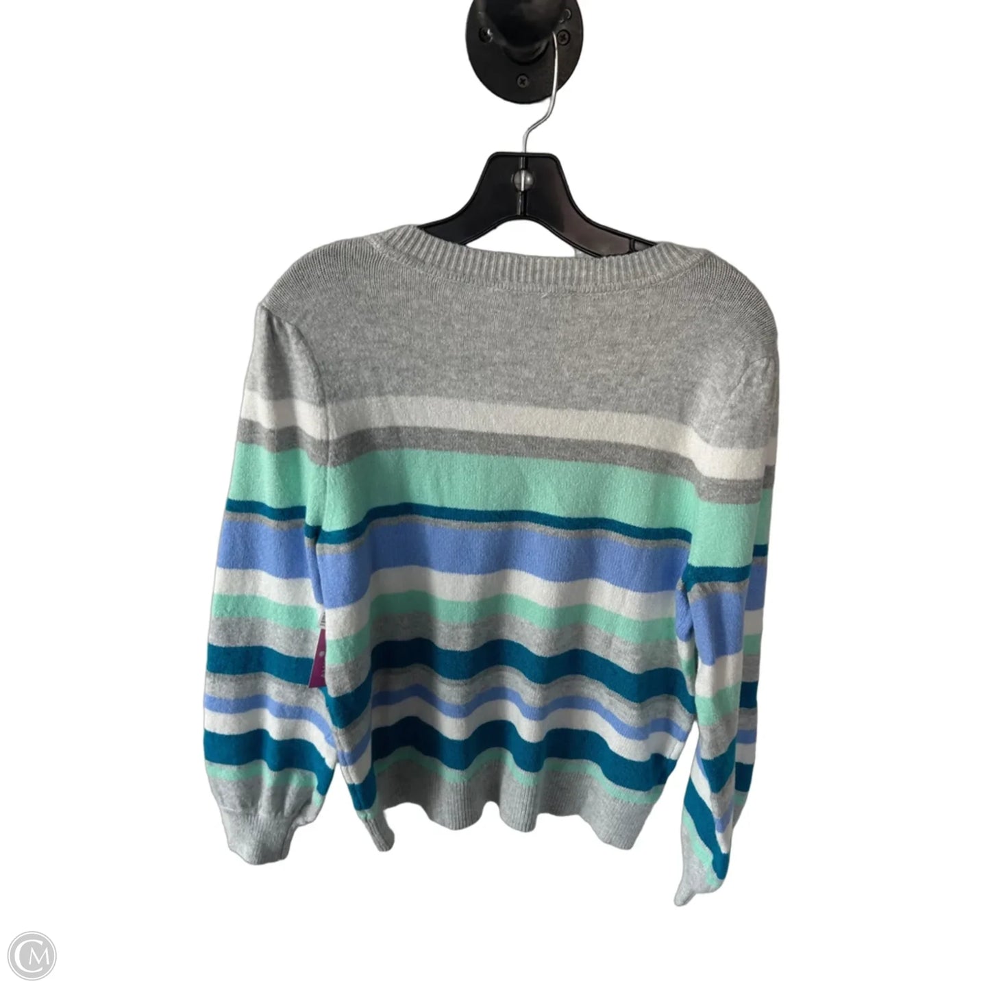 Sweater By Loft In Grey & White, Size: L
