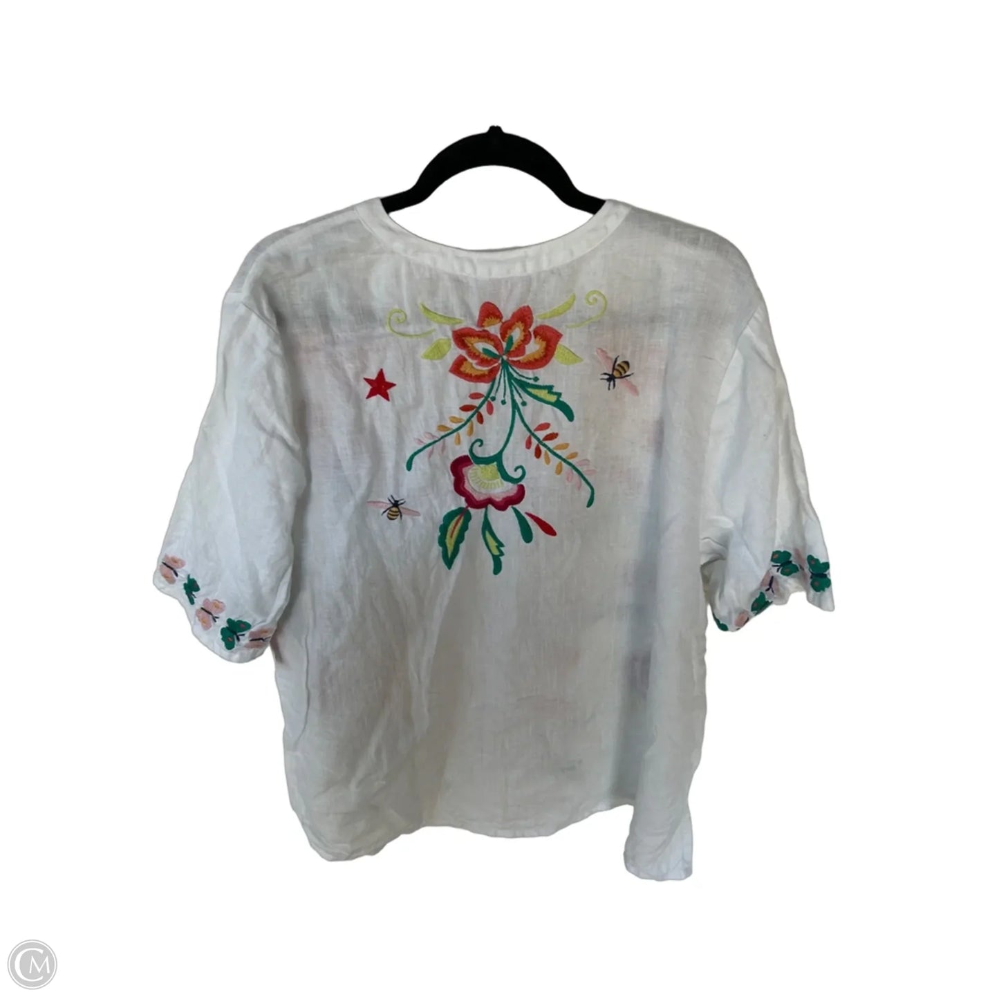 Top Short Sleeve Designer By Johnny Was In Orange & White, Size: Xxl