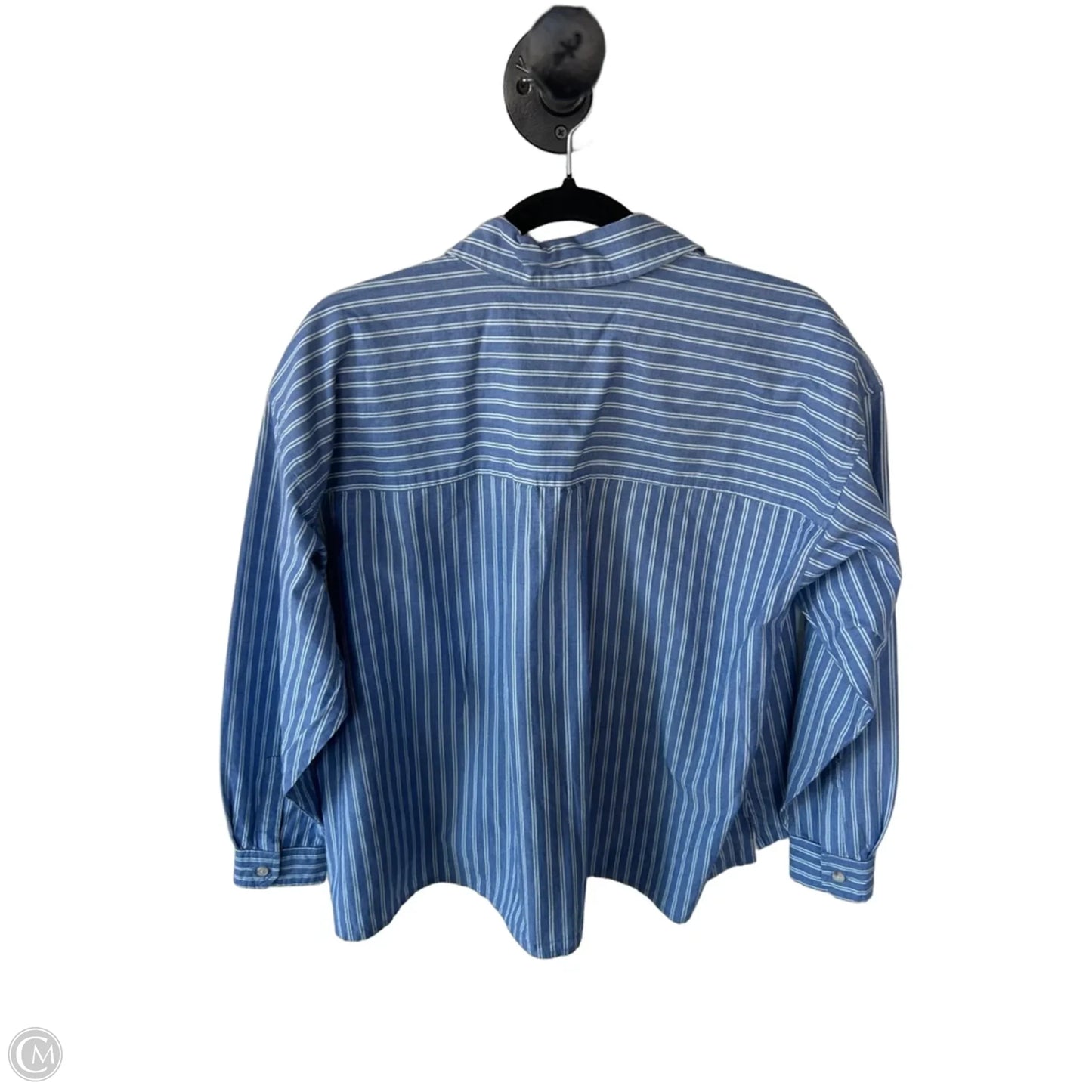 Top Long Sleeve By Anthropologie In Blue & White, Size: Xs