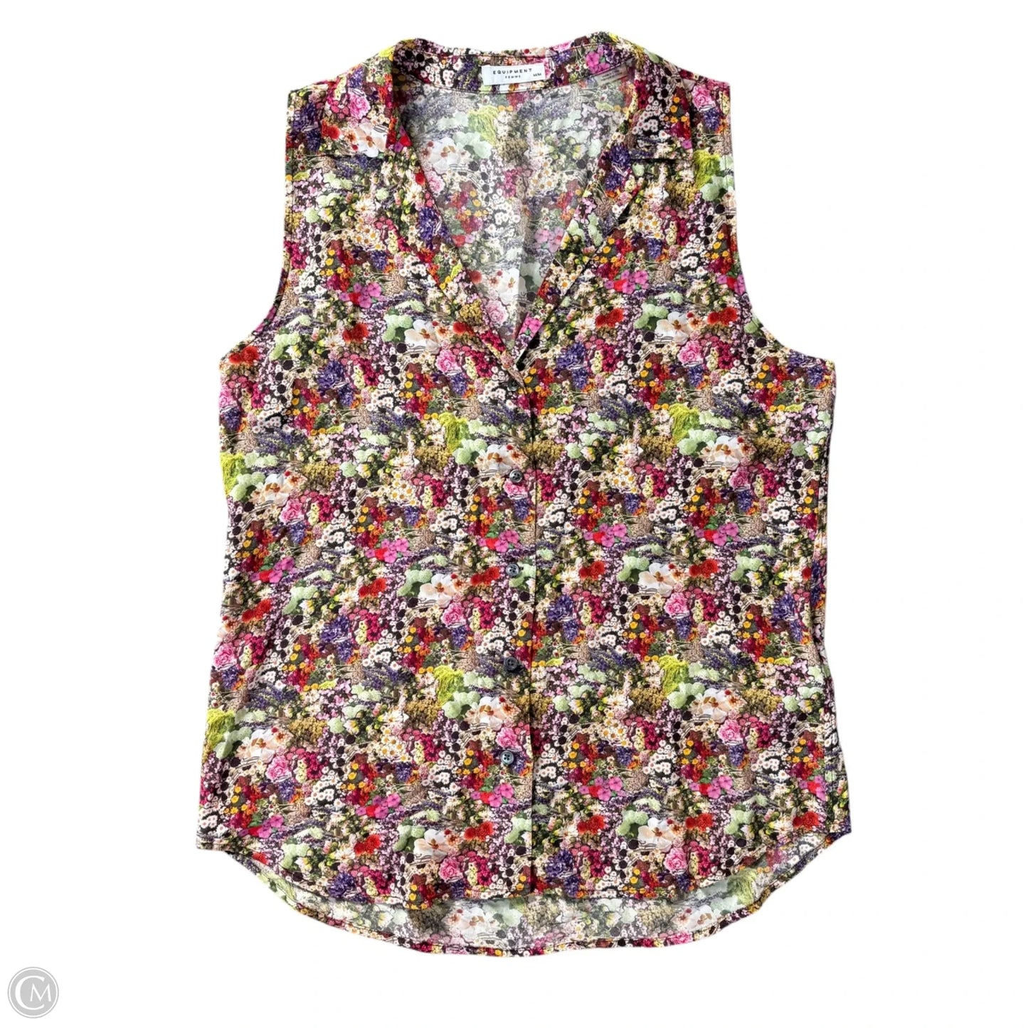 Blouse Sleeveless By Equipment In Floral Print, Size: M