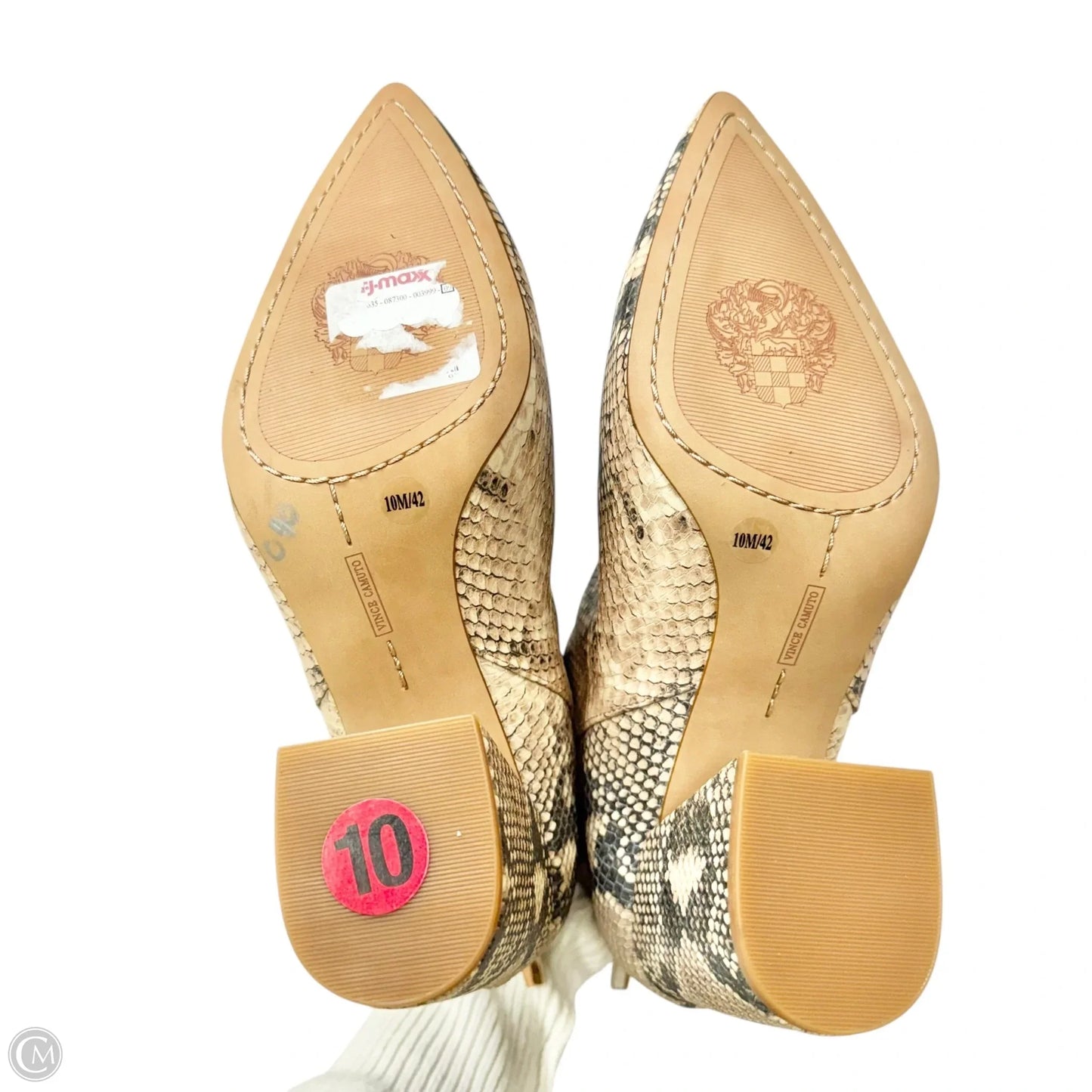Boots Ankle Heels By Vince Camuto In Snakeskin Print, Size: 10