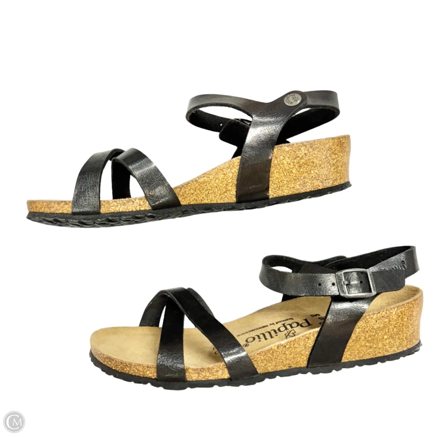 Sandals Heels Wedge By Birkenstock In Black, Size: 7