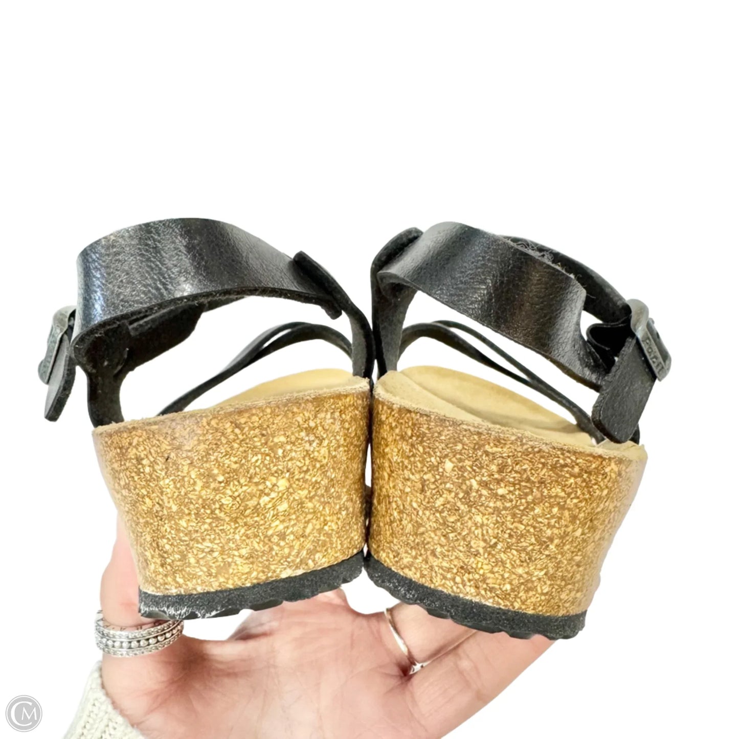 Sandals Heels Wedge By Birkenstock In Black, Size: 7