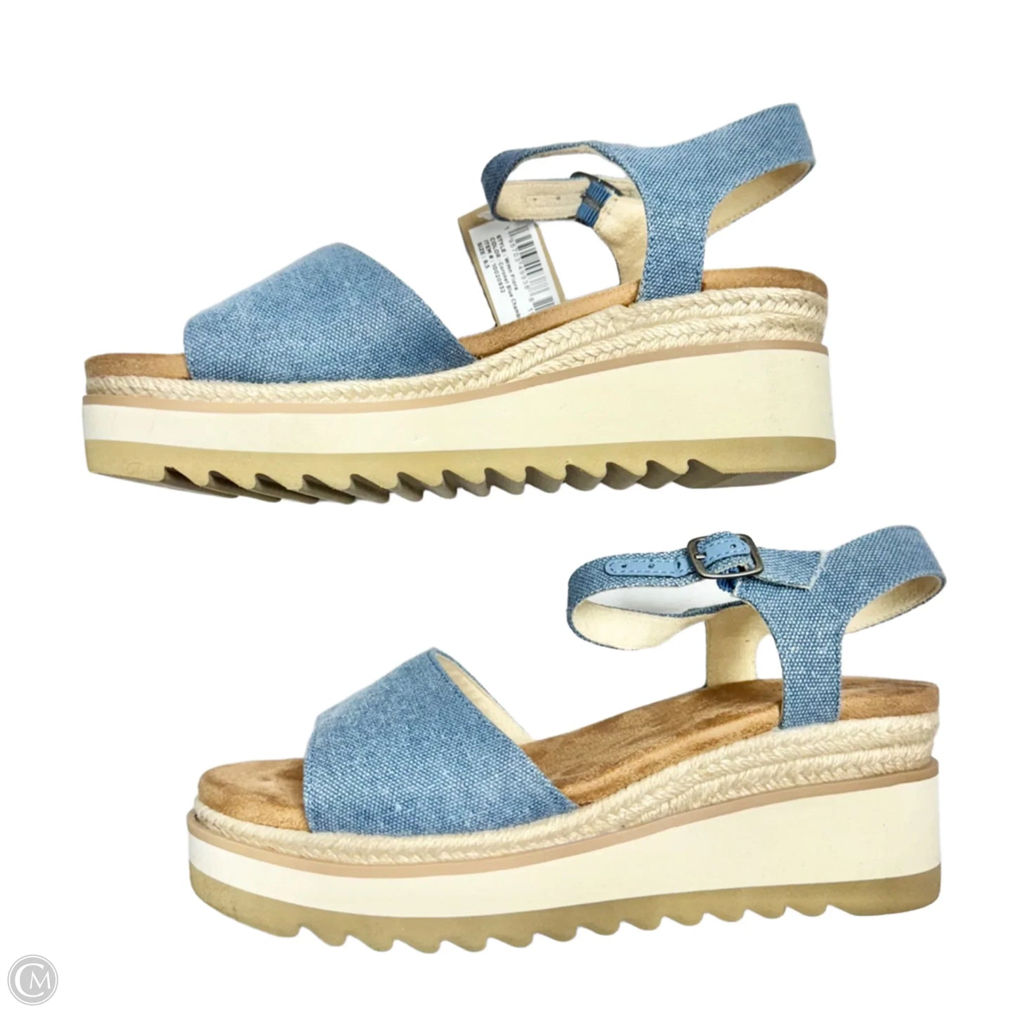 Sandals Heels Wedge By Toms In Blue Denim, Size: 9.5