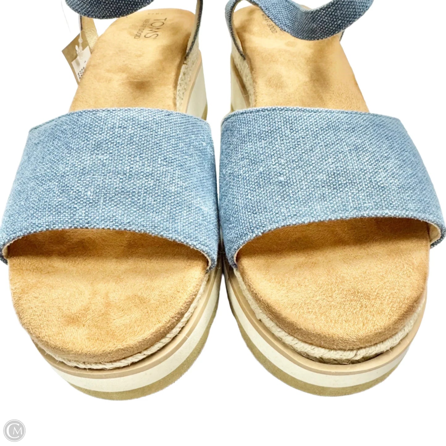 Sandals Heels Wedge By Toms In Blue Denim, Size: 9.5