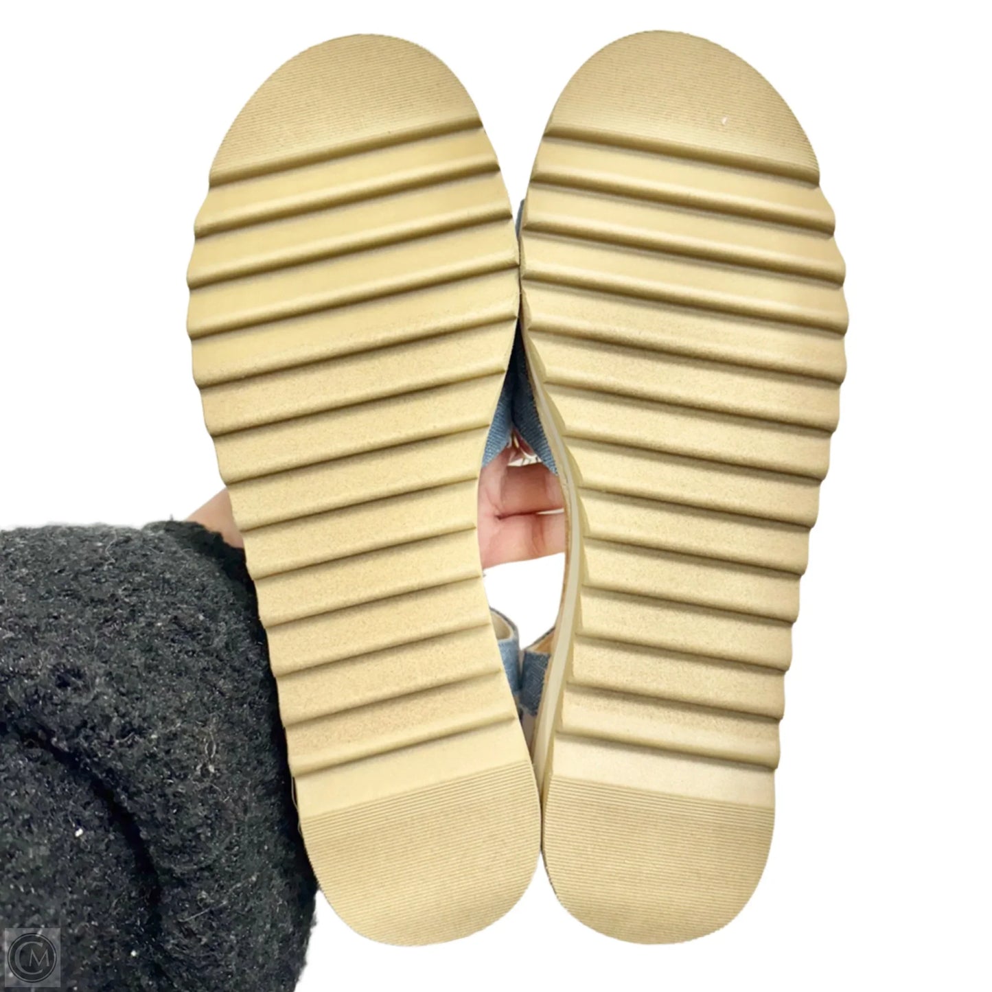 Sandals Heels Wedge By Toms In Blue Denim, Size: 9.5