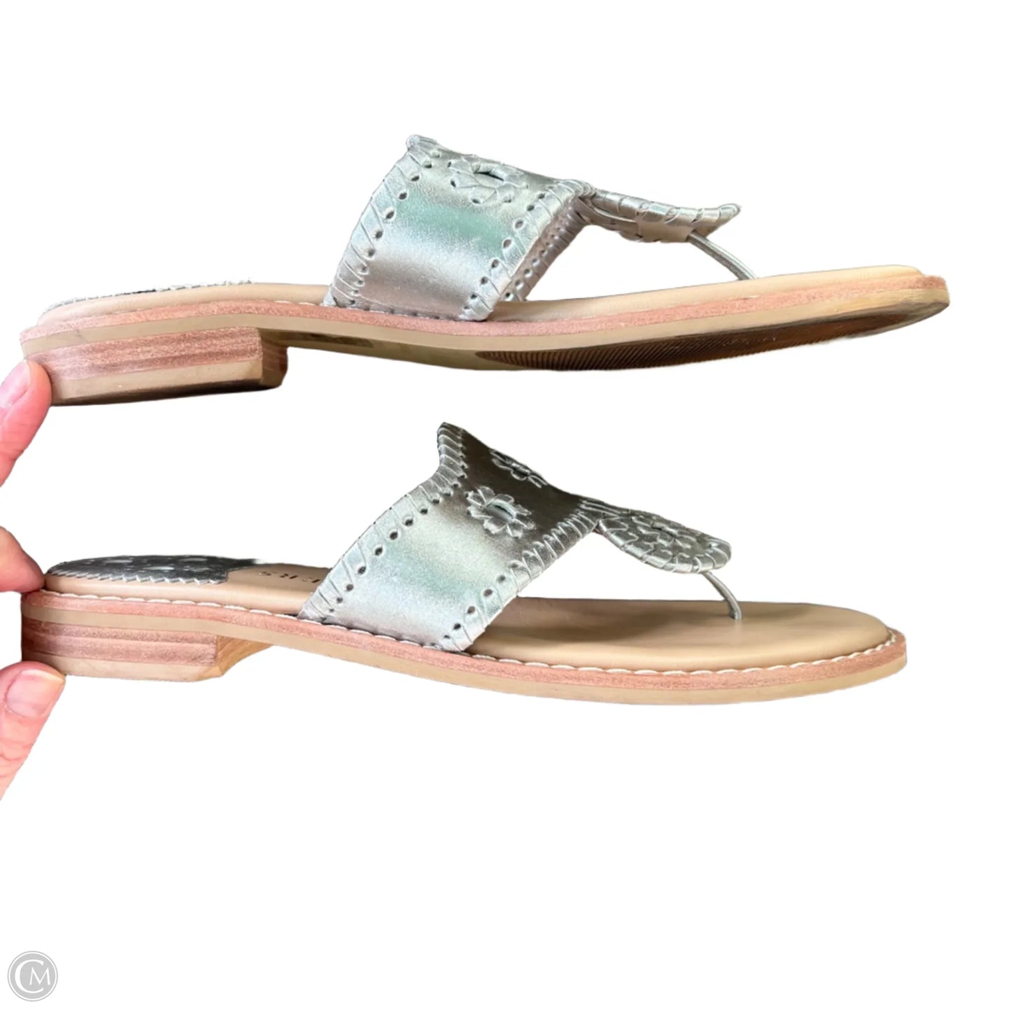 Sandals Flats By Jack Rogers In Silver, Size: 6.5