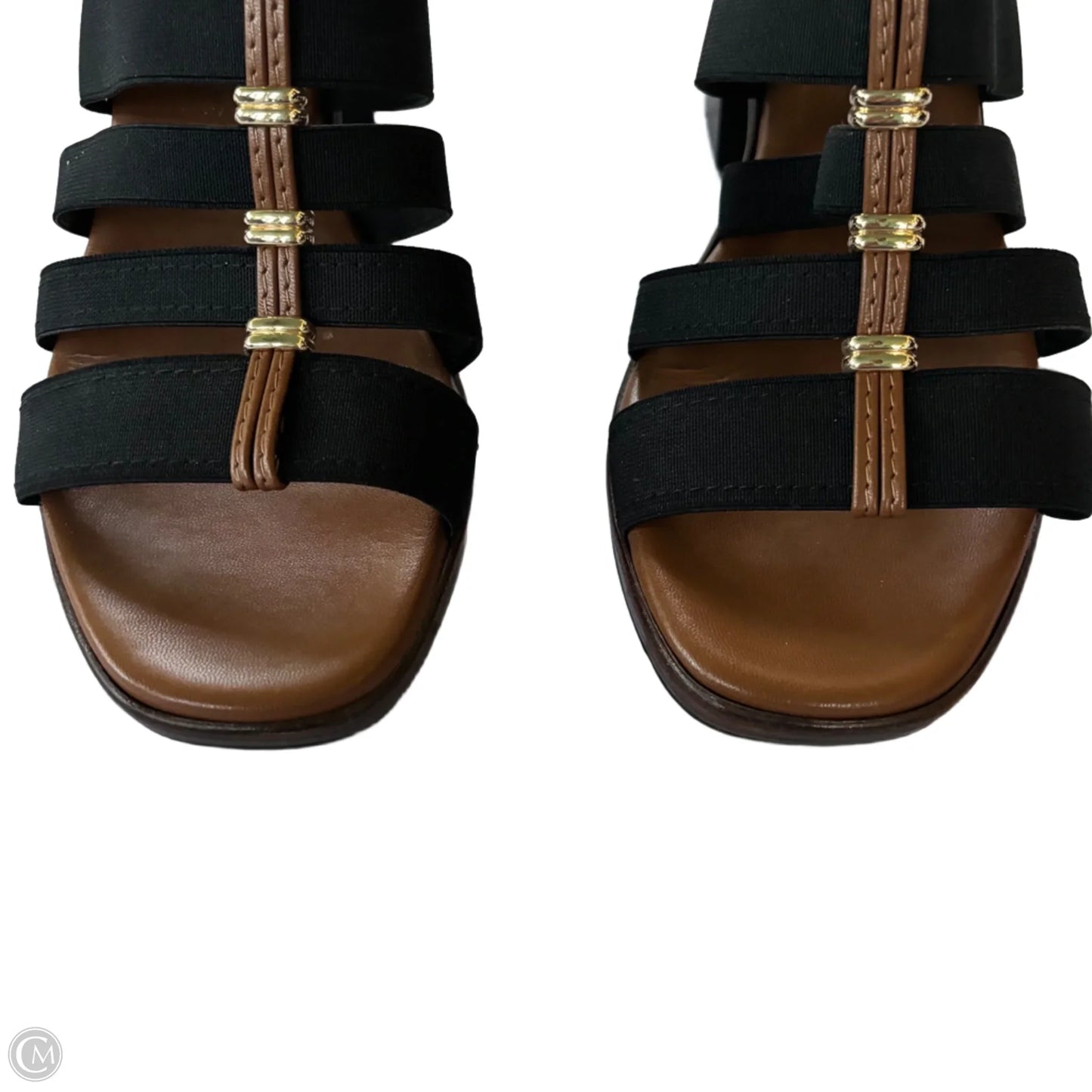 Sandals Heels Block By Italian Shoemakers In Black, Size: 8.5