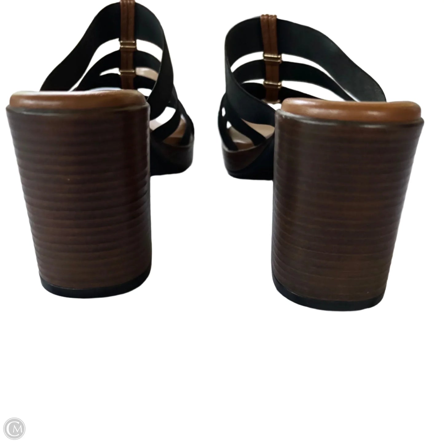 Sandals Heels Block By Italian Shoemakers In Black, Size: 8.5