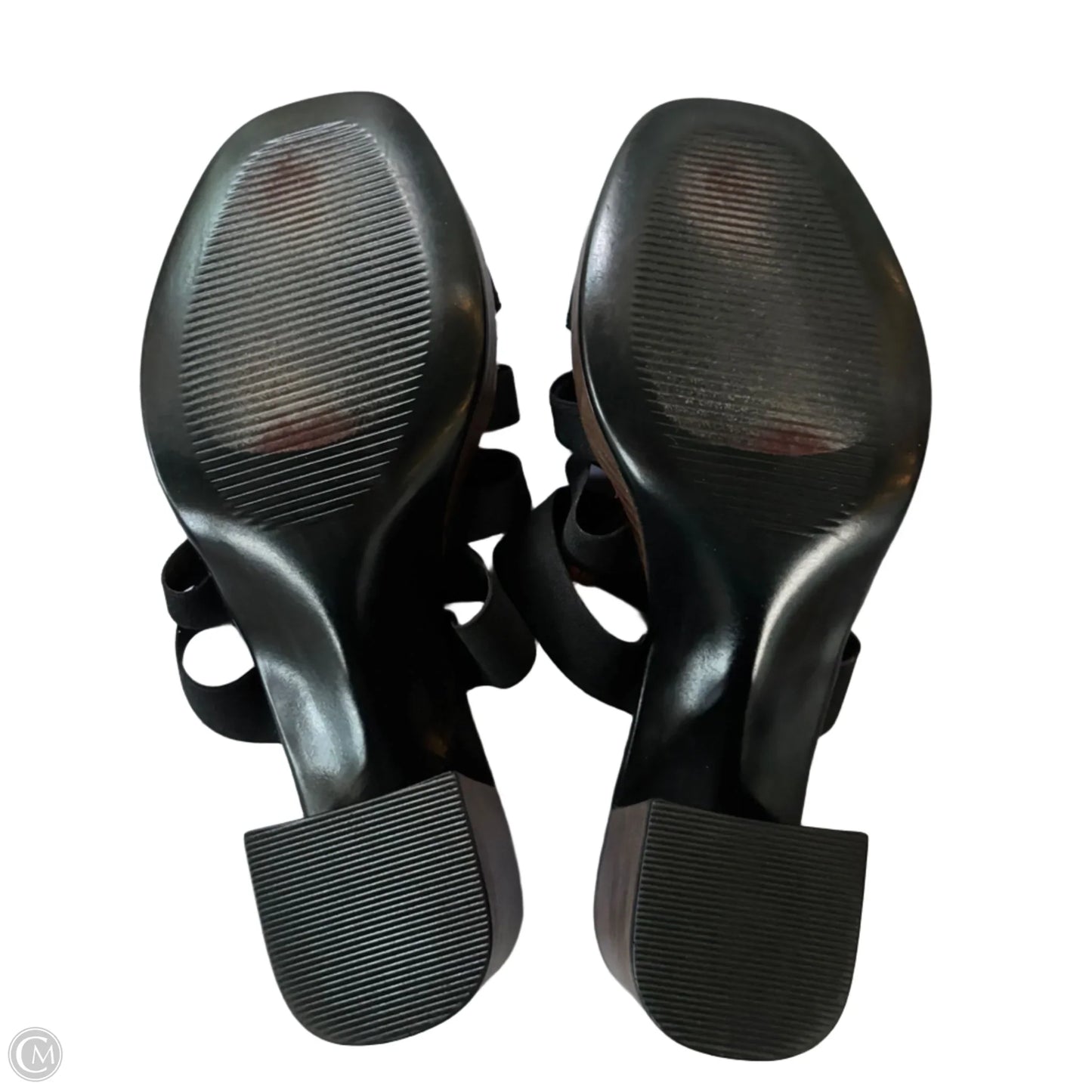 Sandals Heels Block By Italian Shoemakers In Black, Size: 8.5