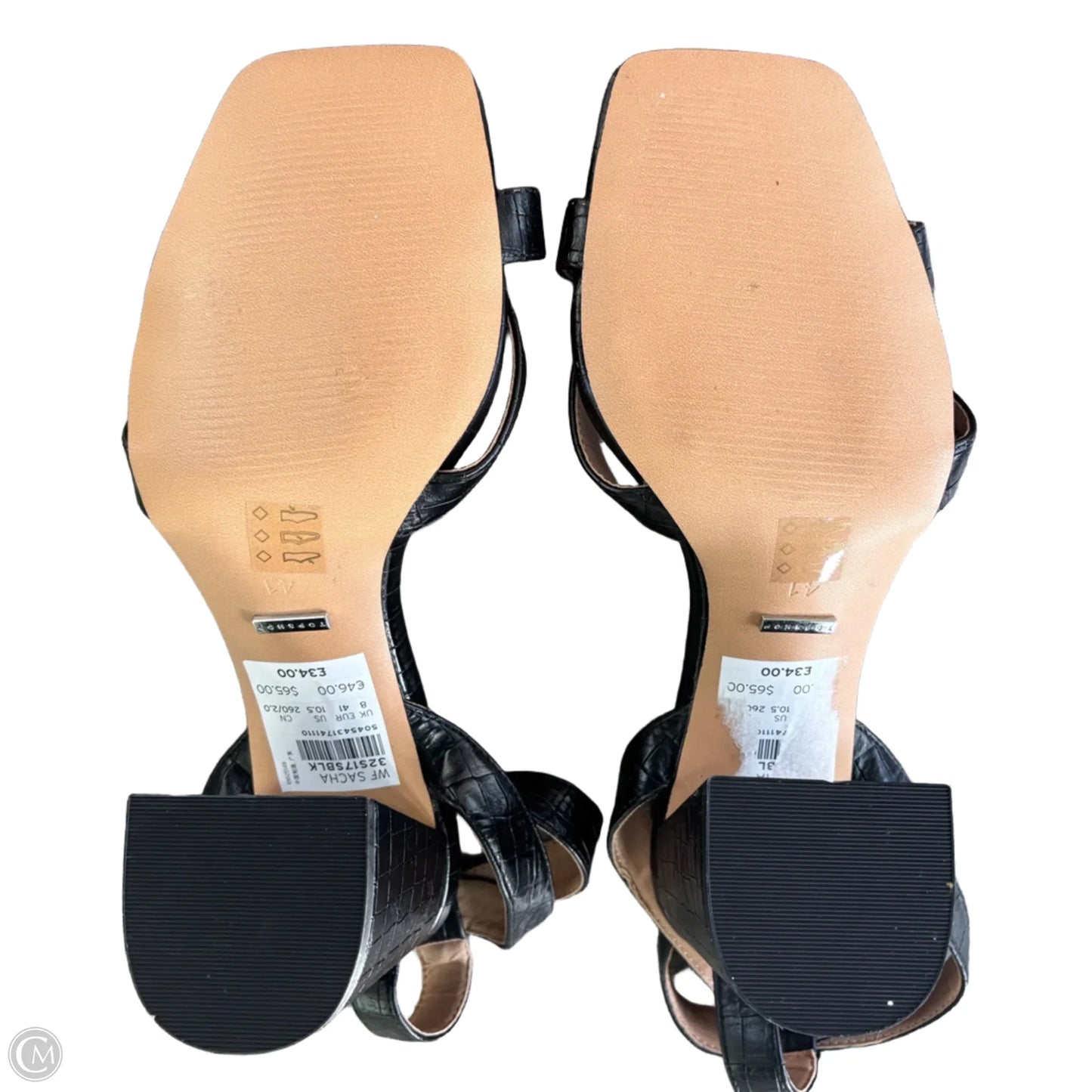 Sandals Heels Block By Topshop In Black, Size: 10.5