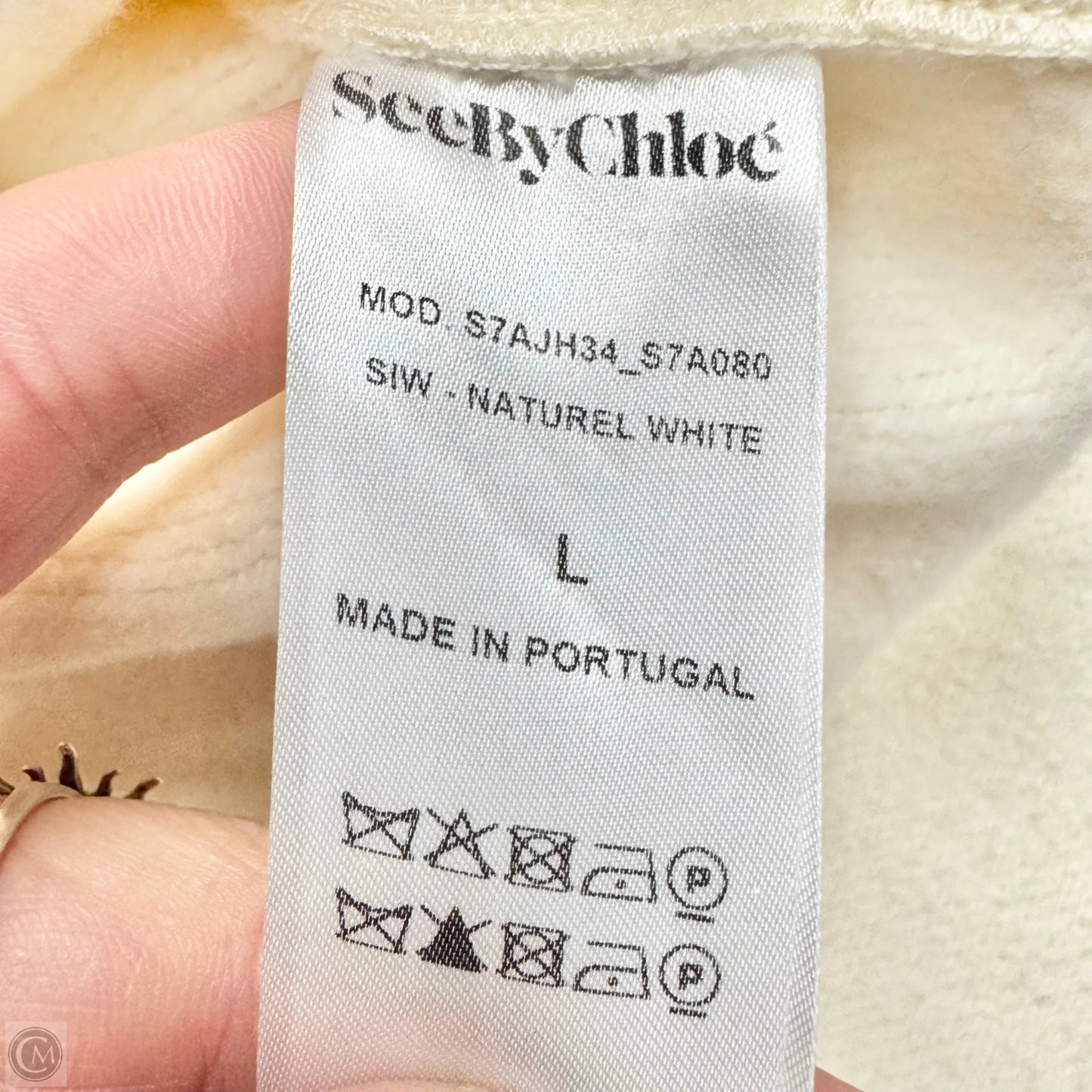 Top Long Sleeve Designer By See By Chloe In Cream, Size: L