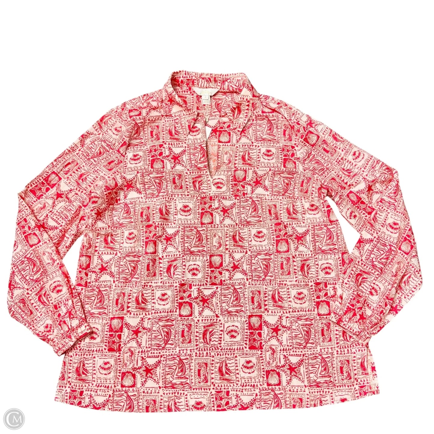 Tunic Designer By Lilly Pulitzer In Orange & White, Size: Xl