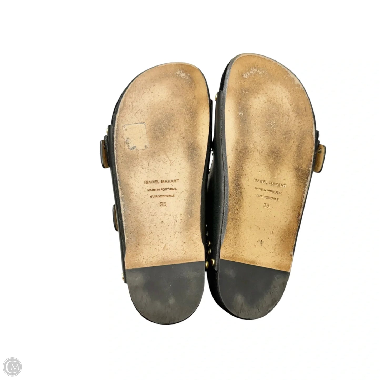 Sandals Designer By Isabel Marant In Black & Gold, Size: 5