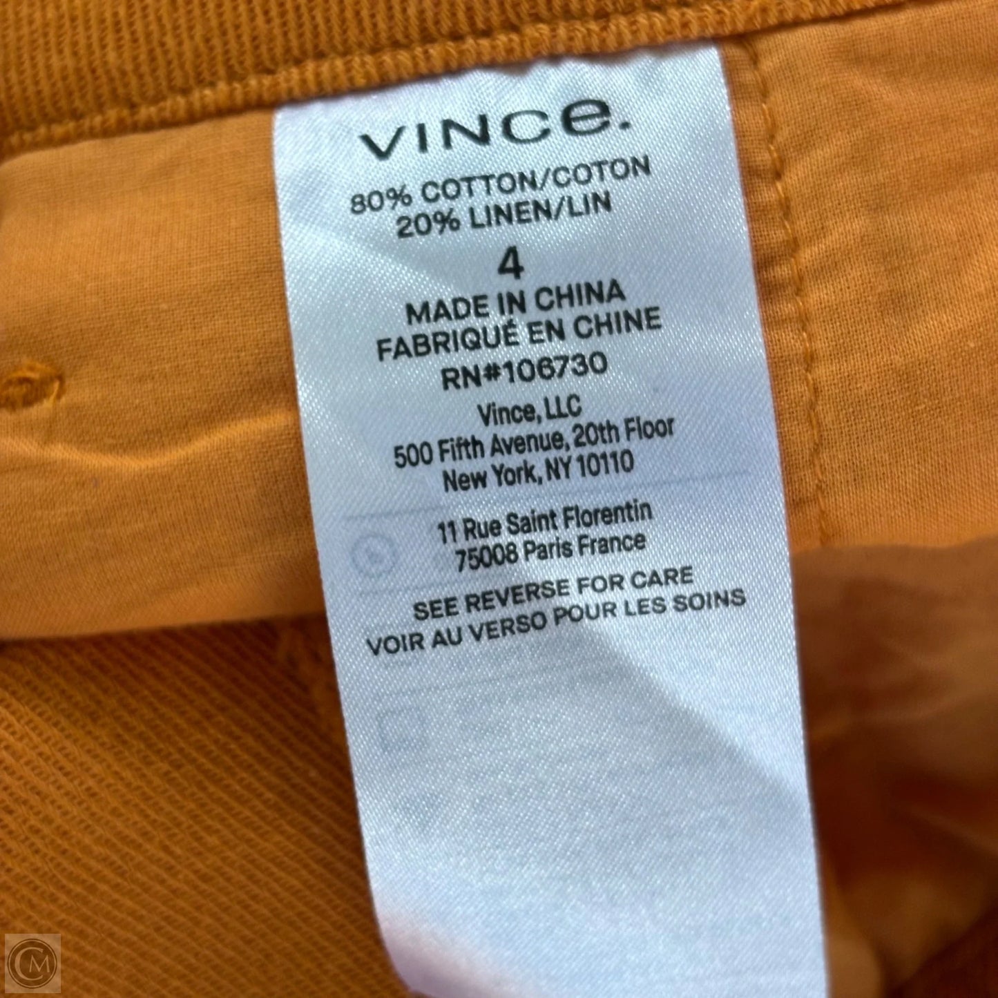 Shorts By Vince In Orange, Size: 4