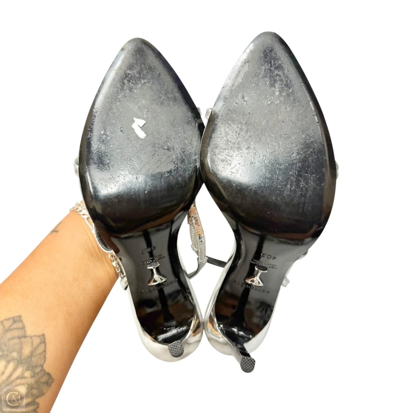 Sandals Heels Stiletto By Retrofete In Silver, Size: 10