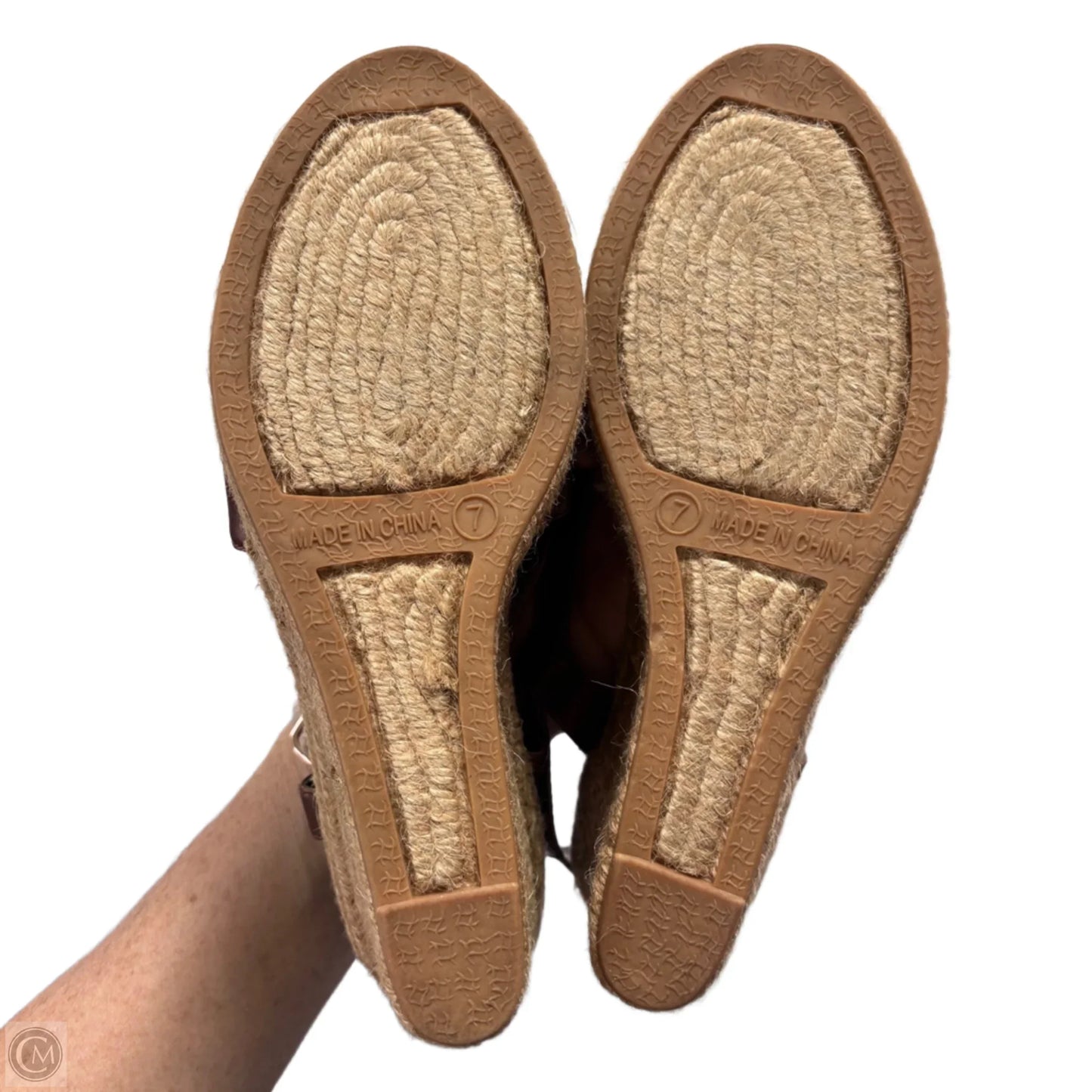 Sandals Heels Wedge By Chicos In Brown, Size: 7