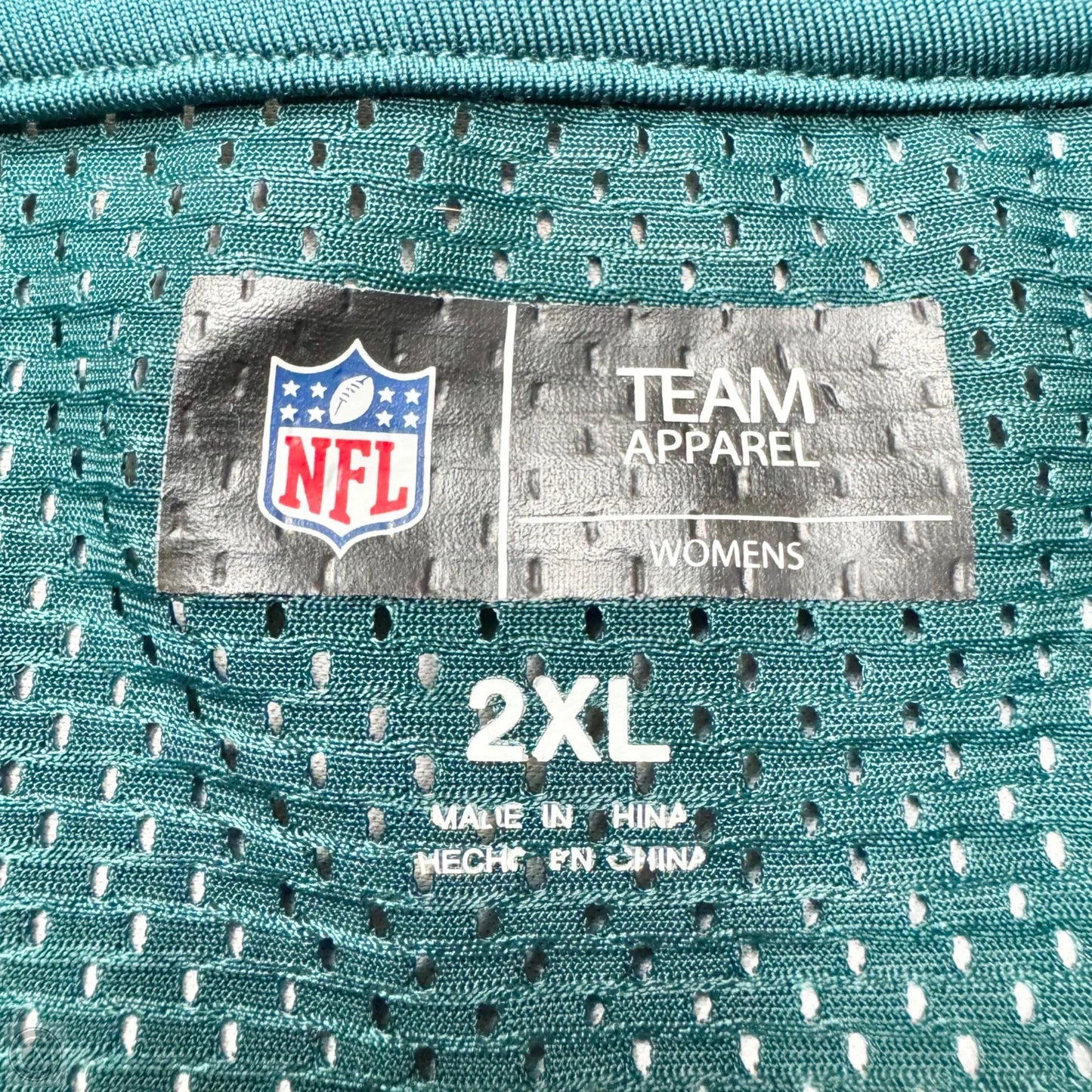 Athletic Top Short Sleeve By Nfl In Black & Green, Size: 2x