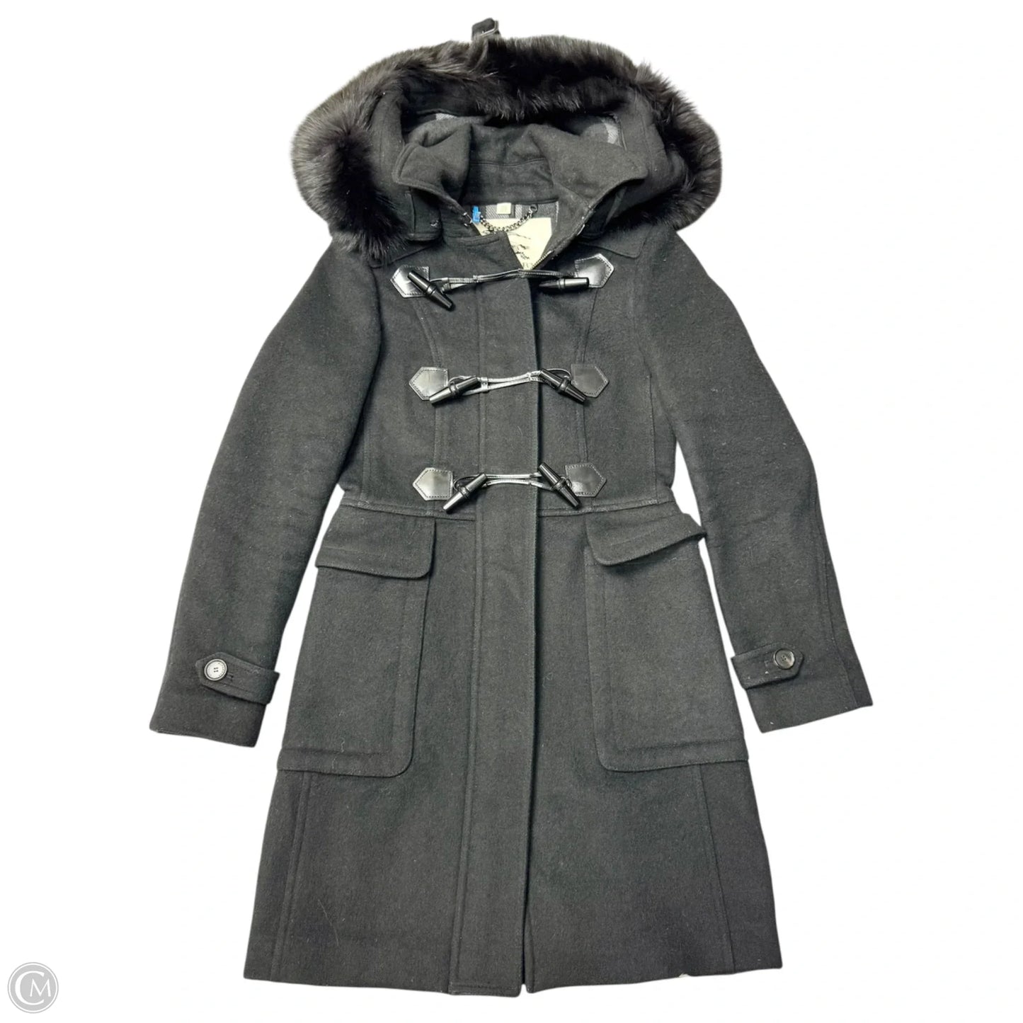 Coat Luxury Designer By Burberry In Black, Size: S