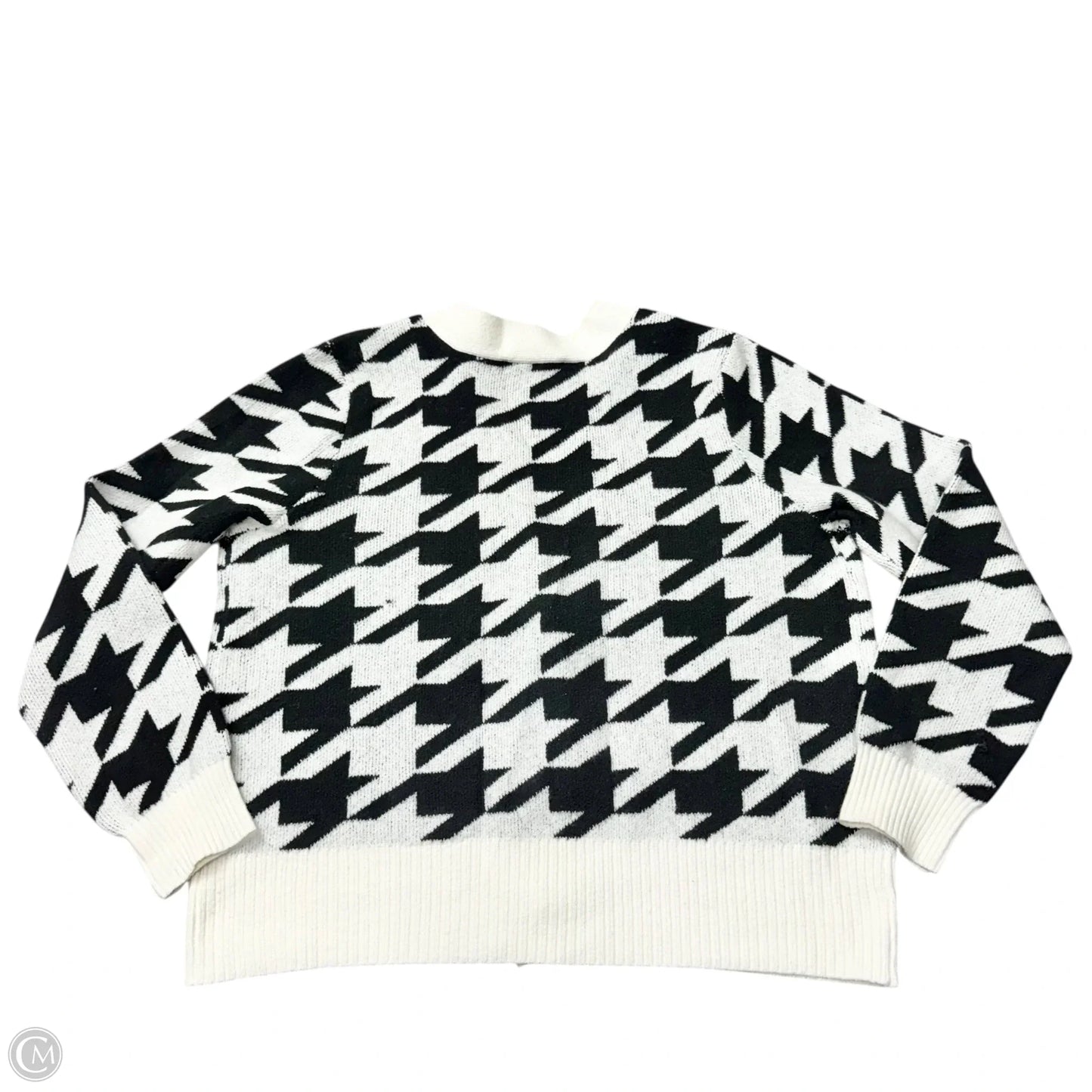 Sweater Cardigan By Loft In Black & White, Size: Xl