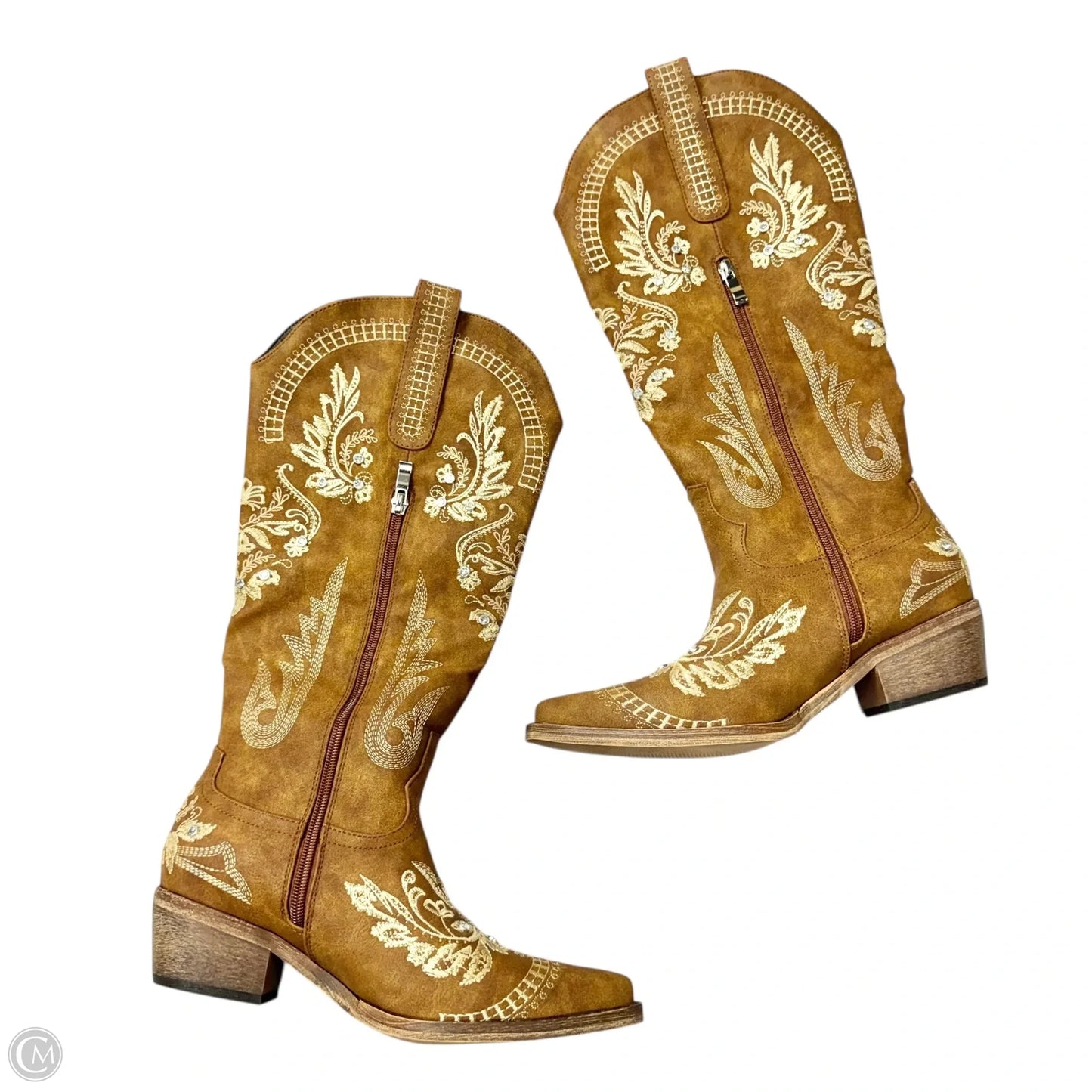 Boots Western In Brown & Yellow, Size: 7
