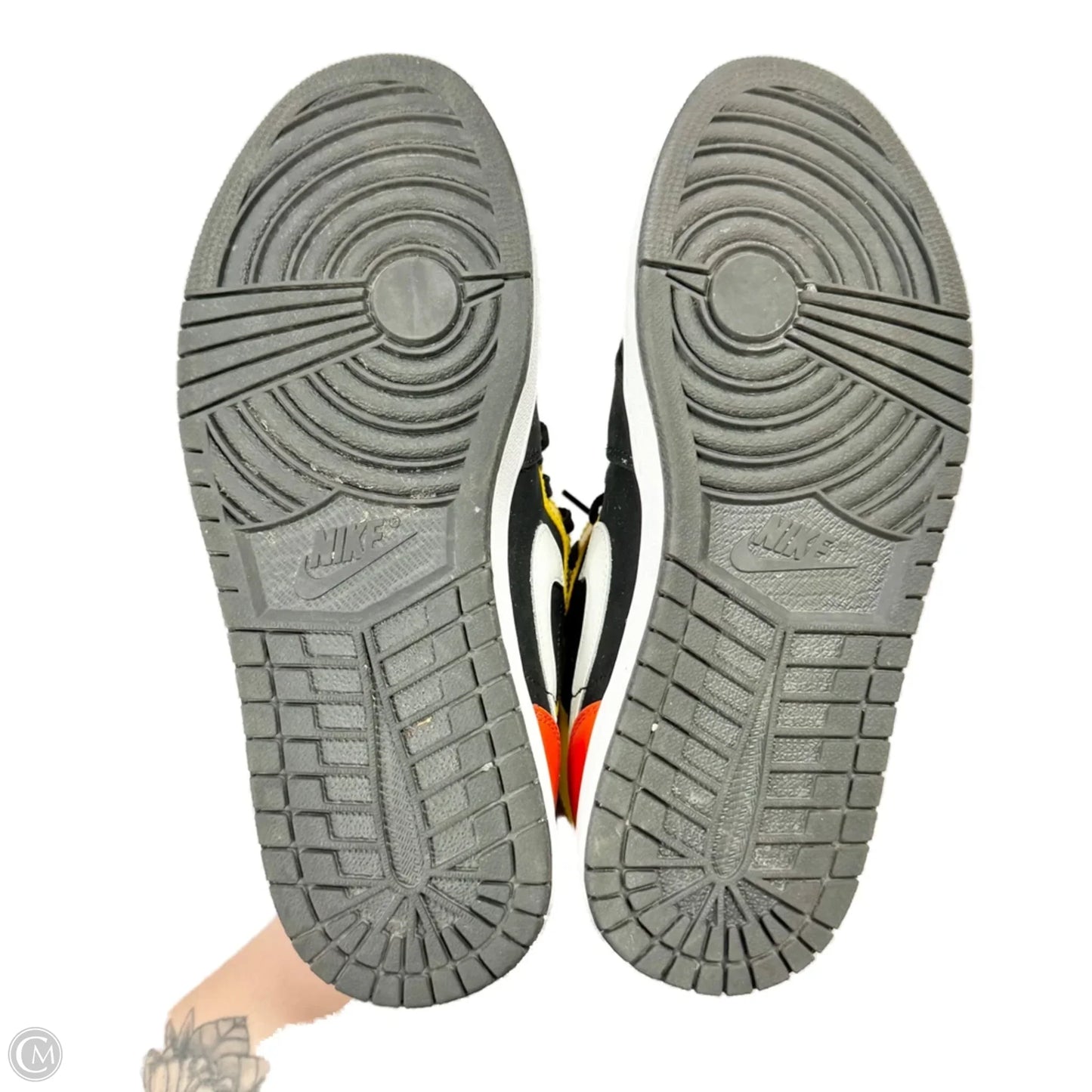 Shoes Luxury Designer By Jordan In Orange & Yellow, Size: 11.5