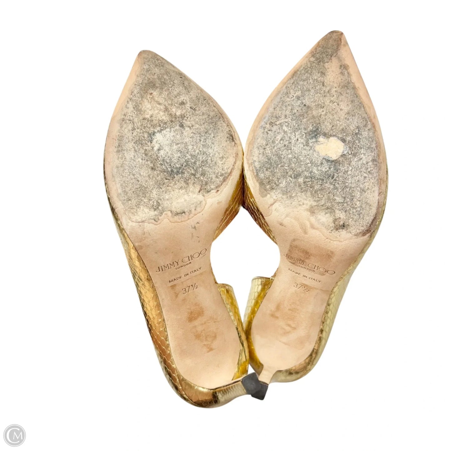 Shoes Luxury Designer By Jimmy Choo In Gold, Size: 7