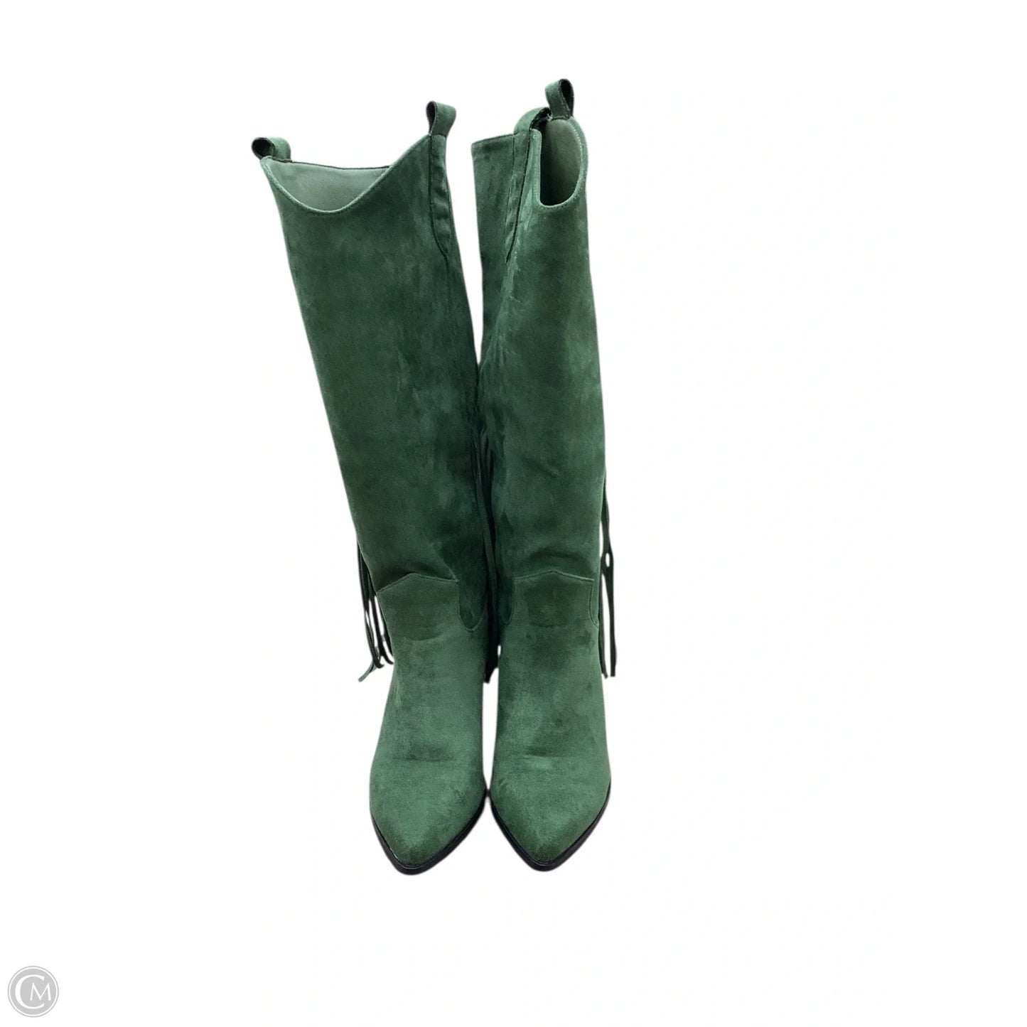 Boots Knee Heels By Clothes Mentor In Green, Size: 7.5