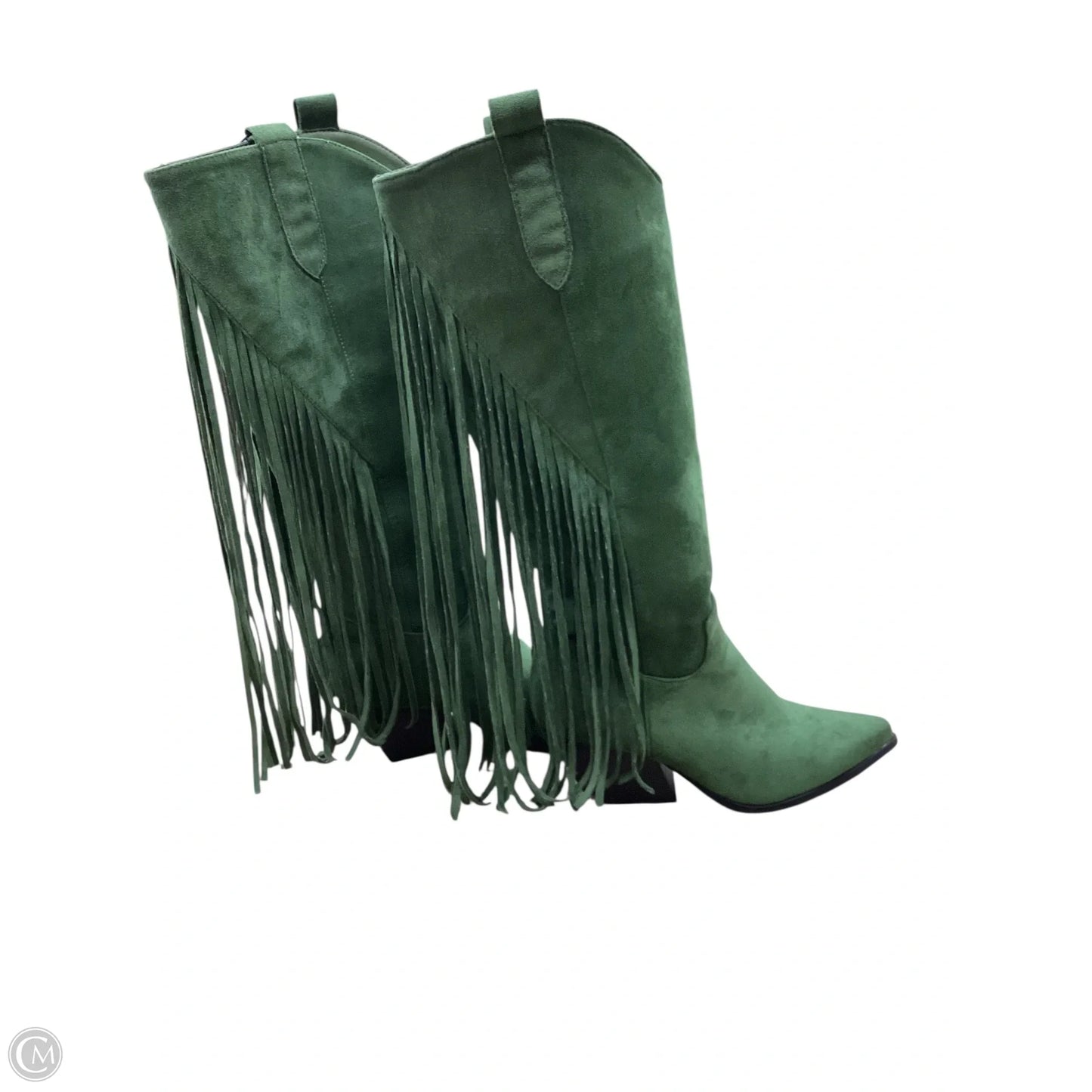 Boots Knee Heels By Clothes Mentor In Green, Size: 7.5