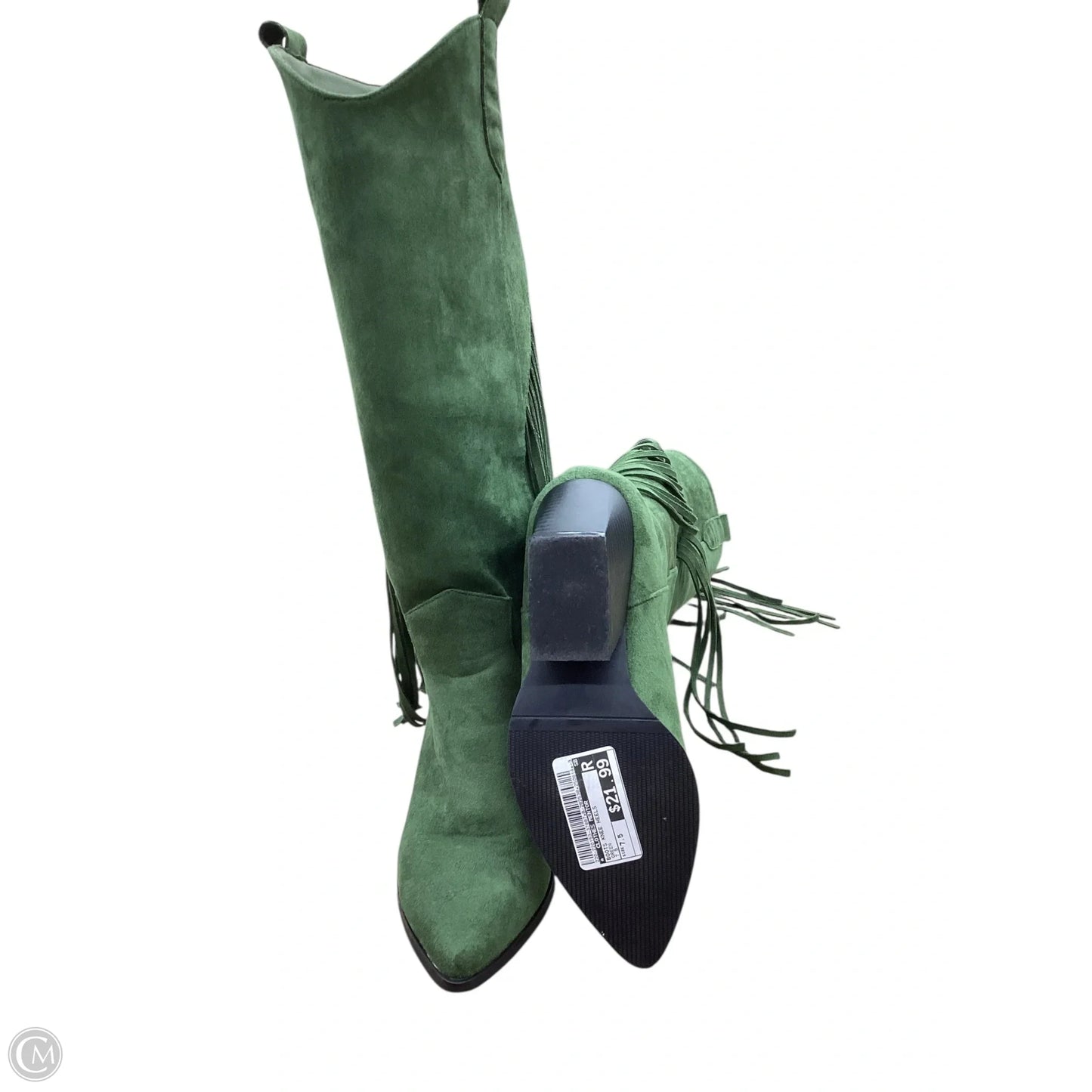 Boots Knee Heels By Clothes Mentor In Green, Size: 7.5