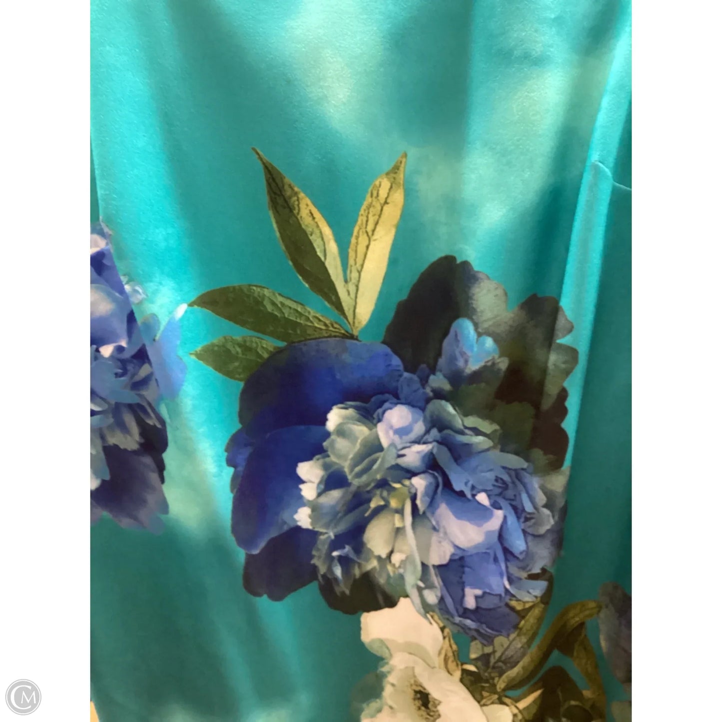 Dress Casual Midi By Calvin Klein In Blue & Green, Size: 12