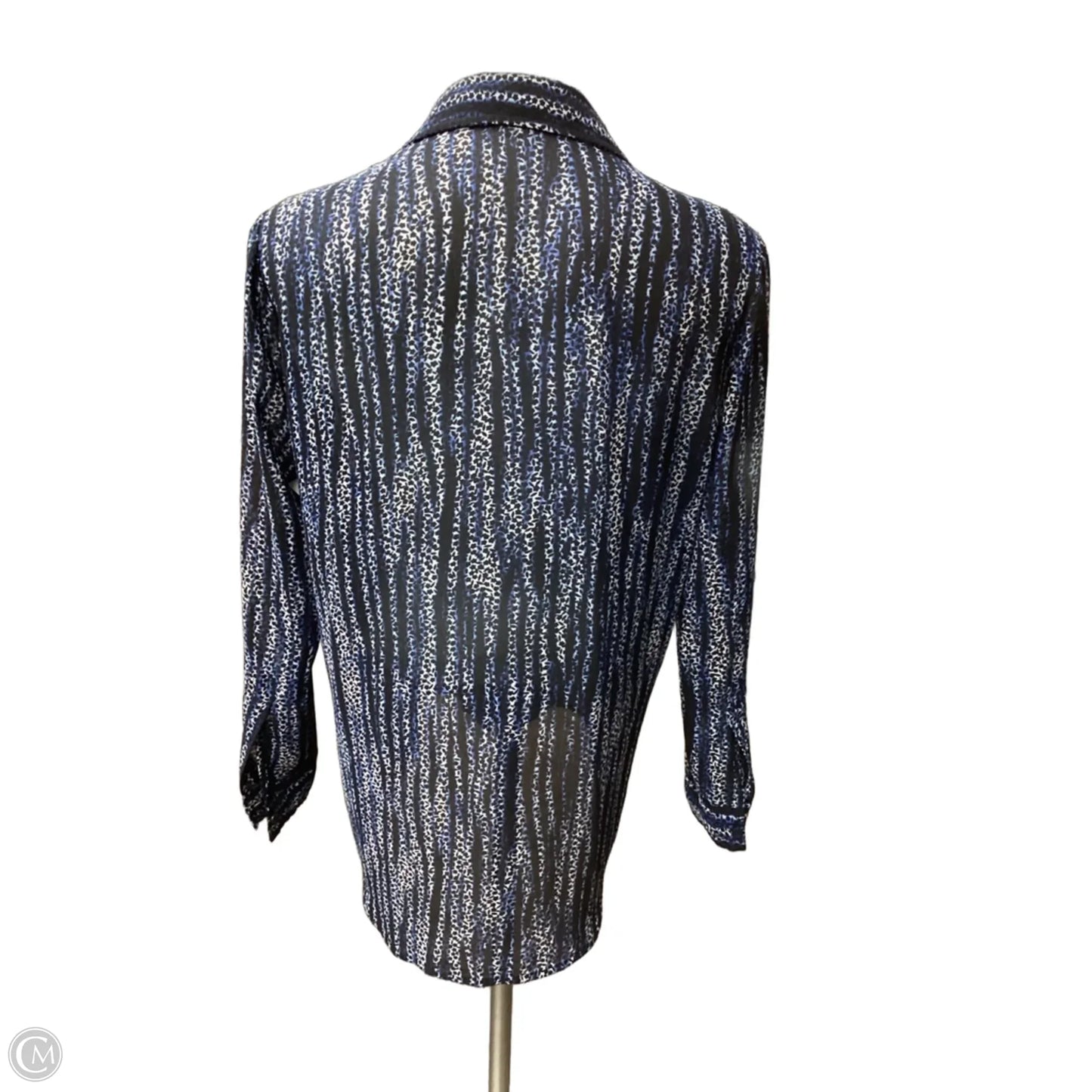Blouse Long Sleeve By Michael By Michael Kors In Black & Blue, Size: S
