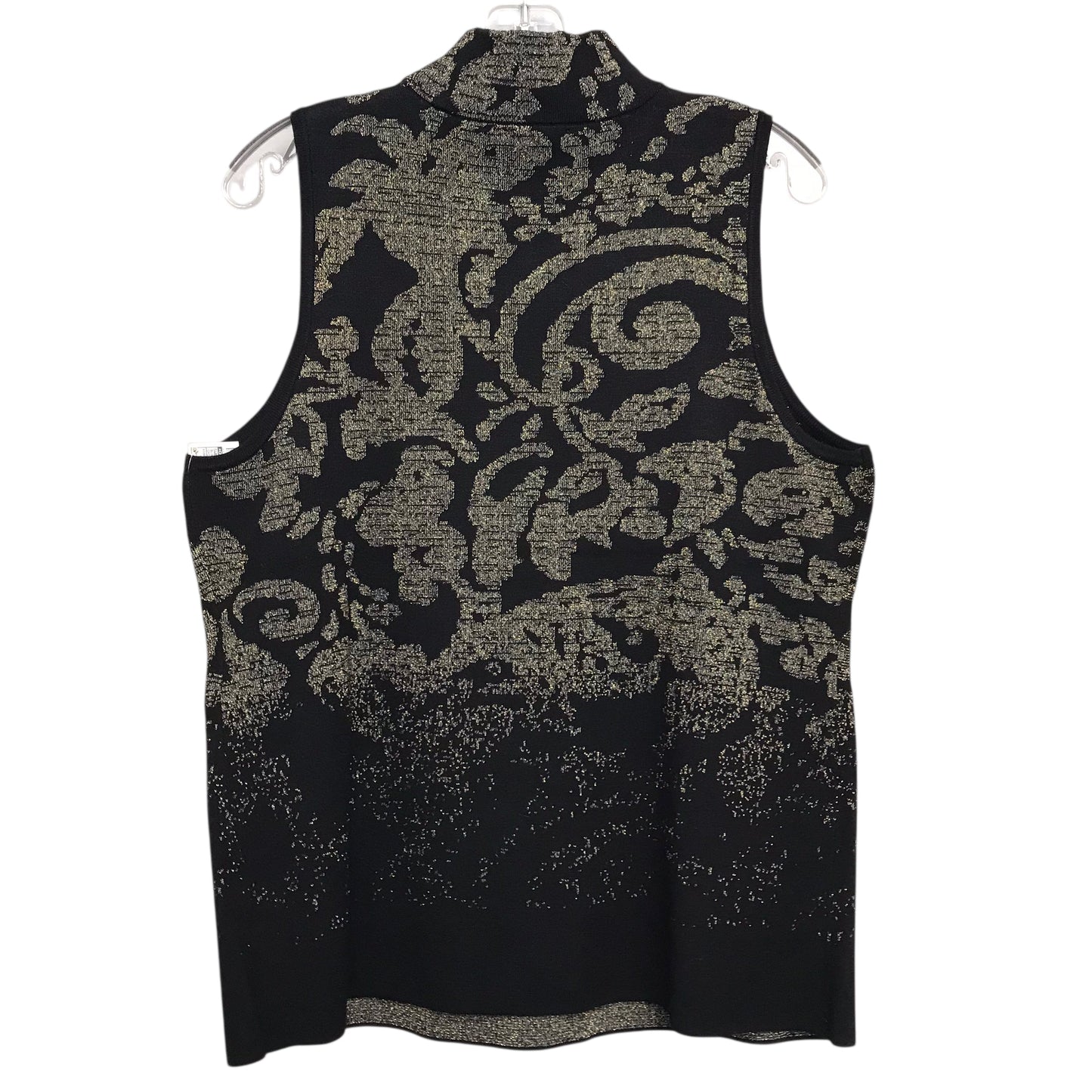 Sweater Sleeveless By Chicos In Black & Gold, Size:L