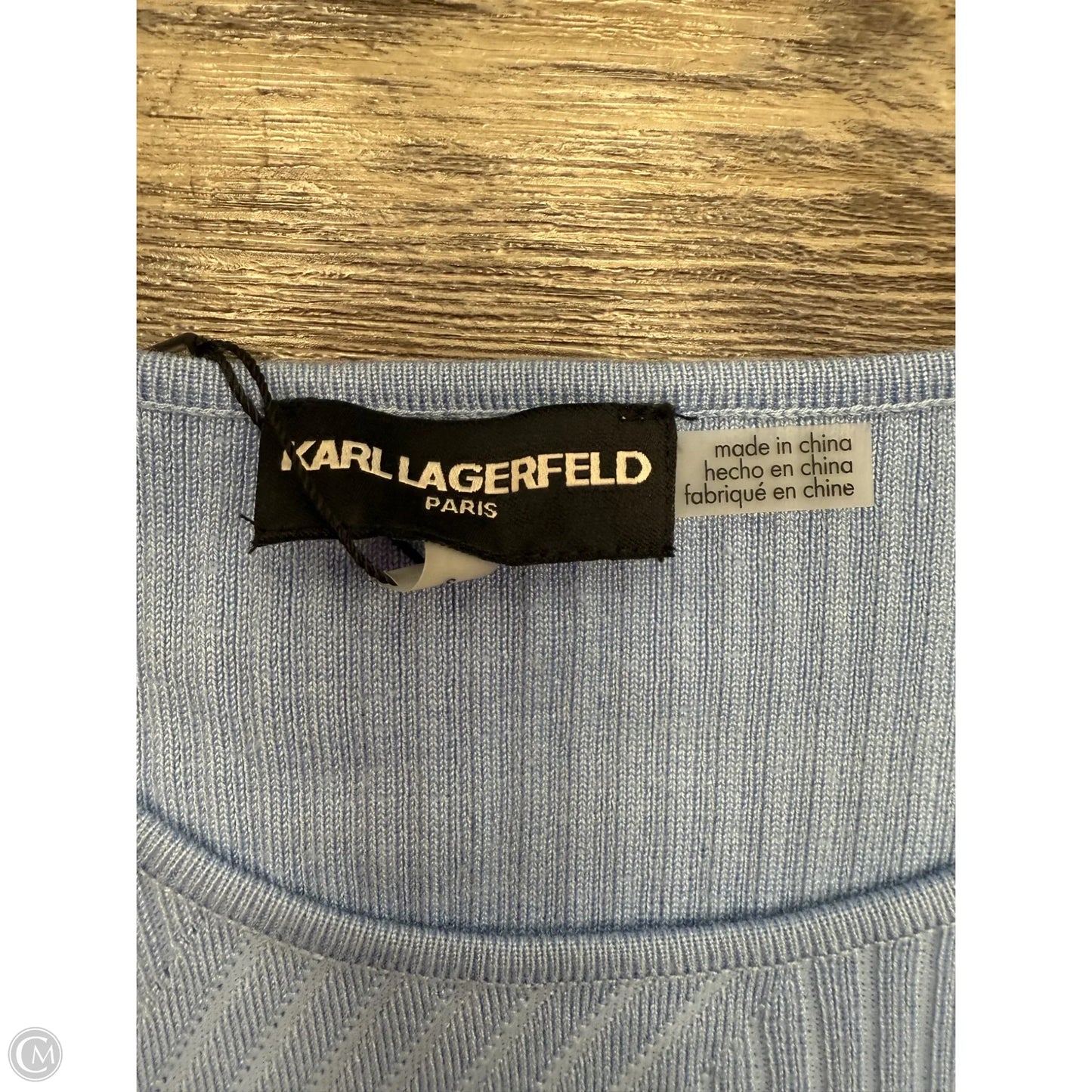 Top Long Sleeve Designer By Karl Lagerfeld In Blue, Size: S