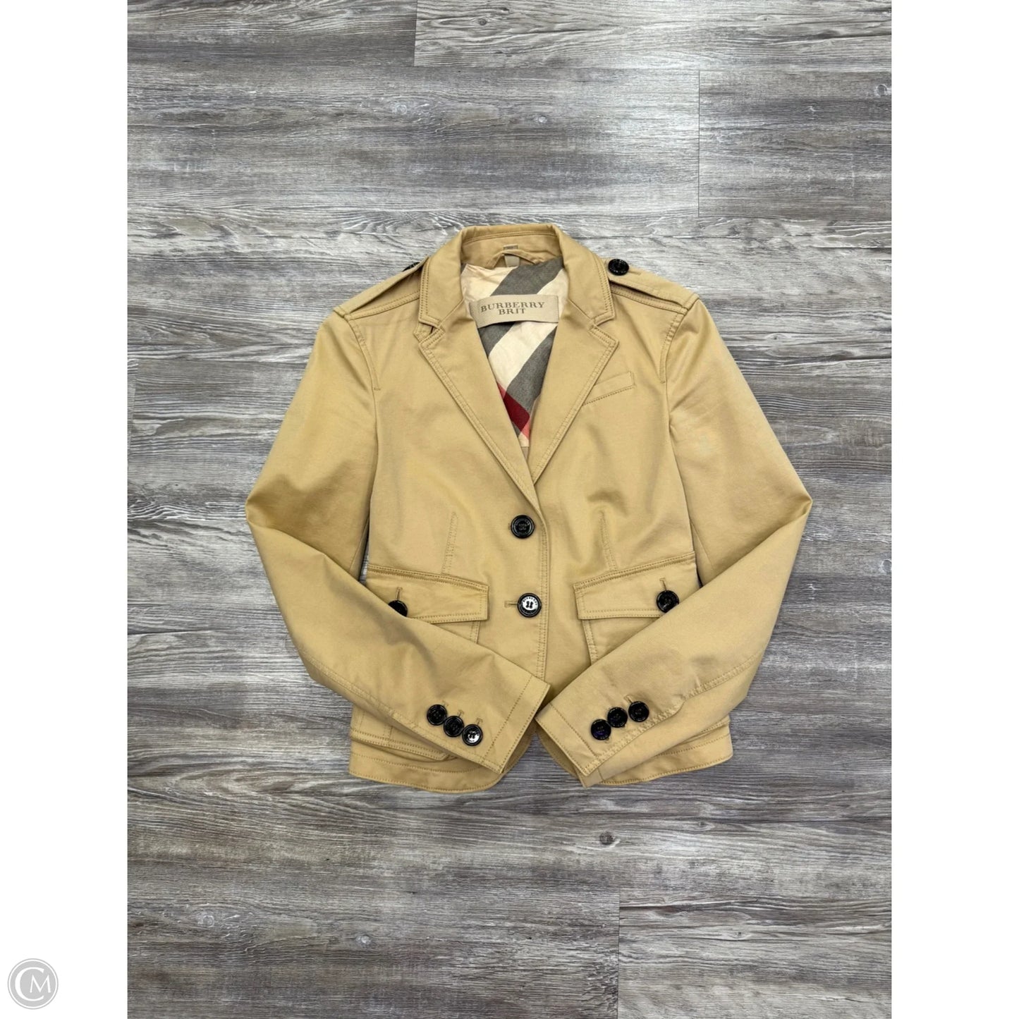 Jacket Luxury Designer By Burberry In Tan, Size: 2