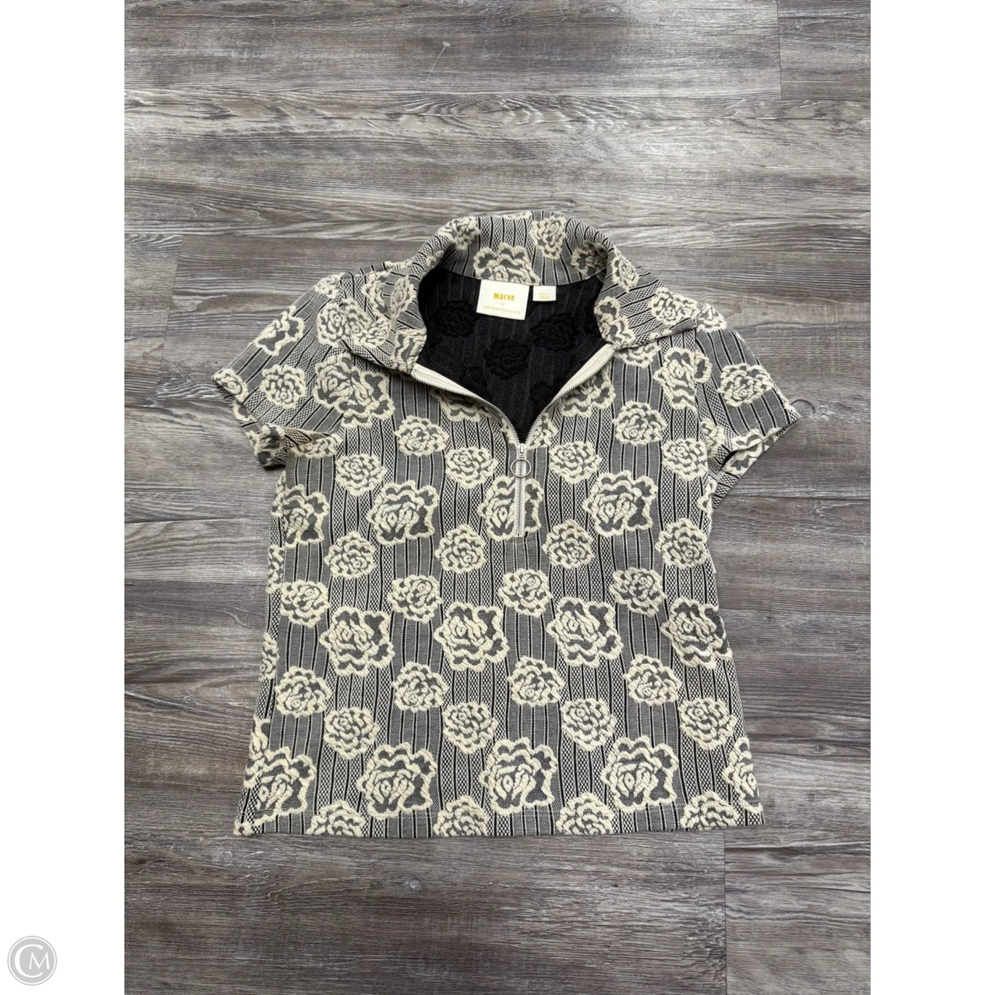 Top Short Sleeve By Maeve In Black & Cream, Size: S