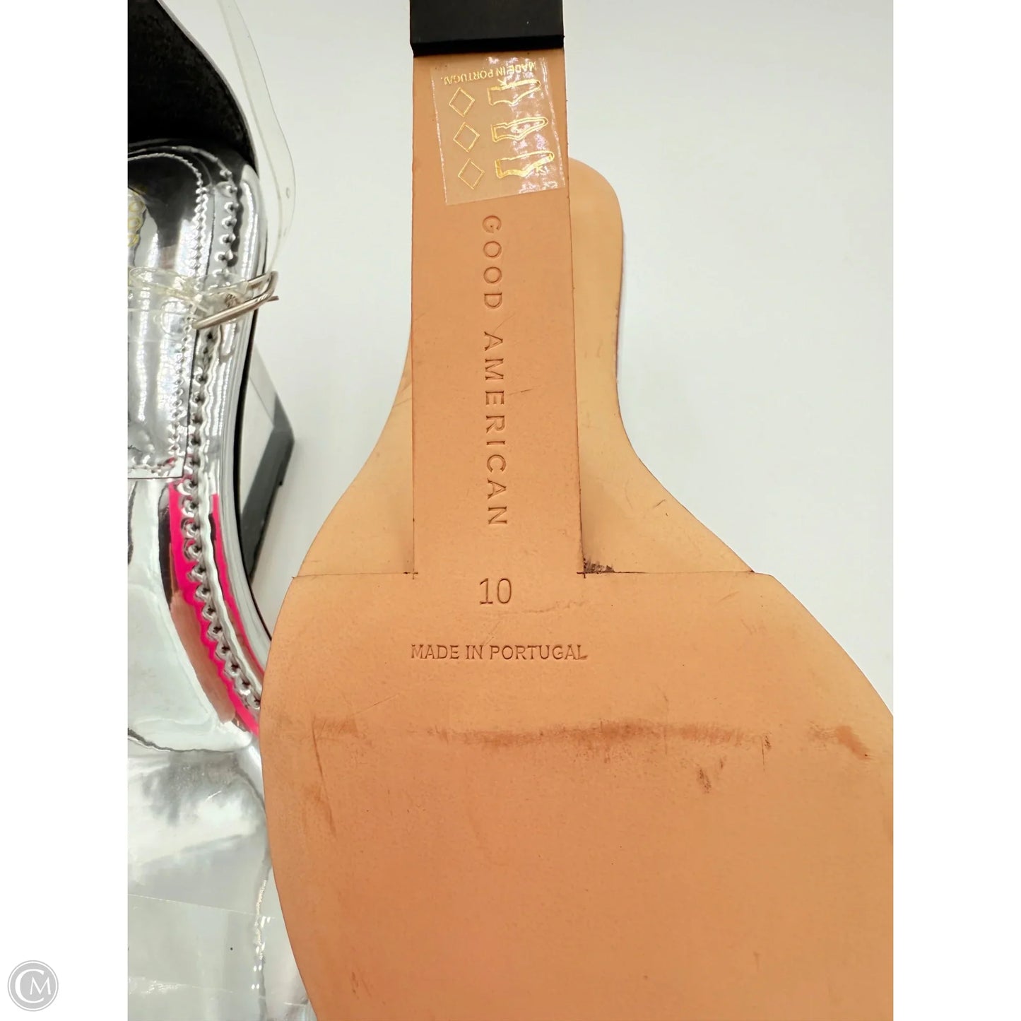 Sandals Heels Block By Good American In Silver, Size: 10