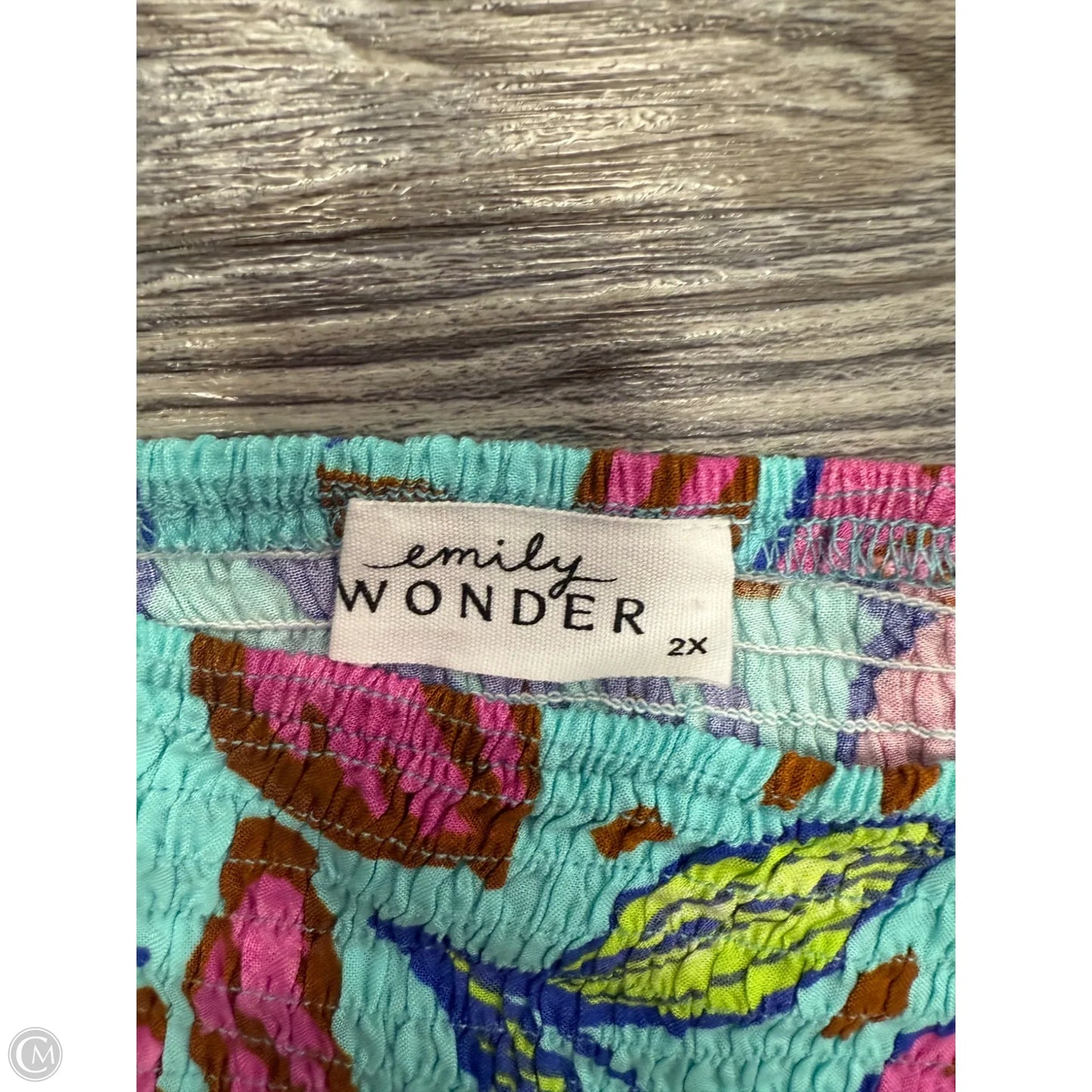 Top Short Sleeve By Emily Wonder In Blue, Size: 2x