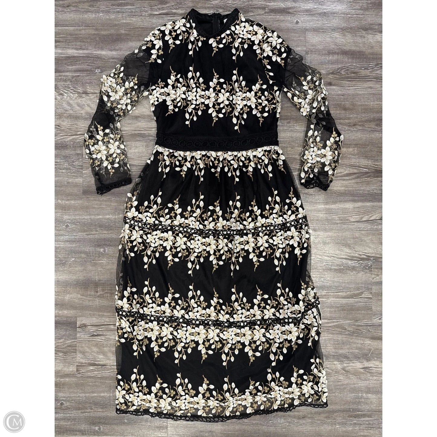 Dress Party Long By Polygram In Black & Gold, Size: S