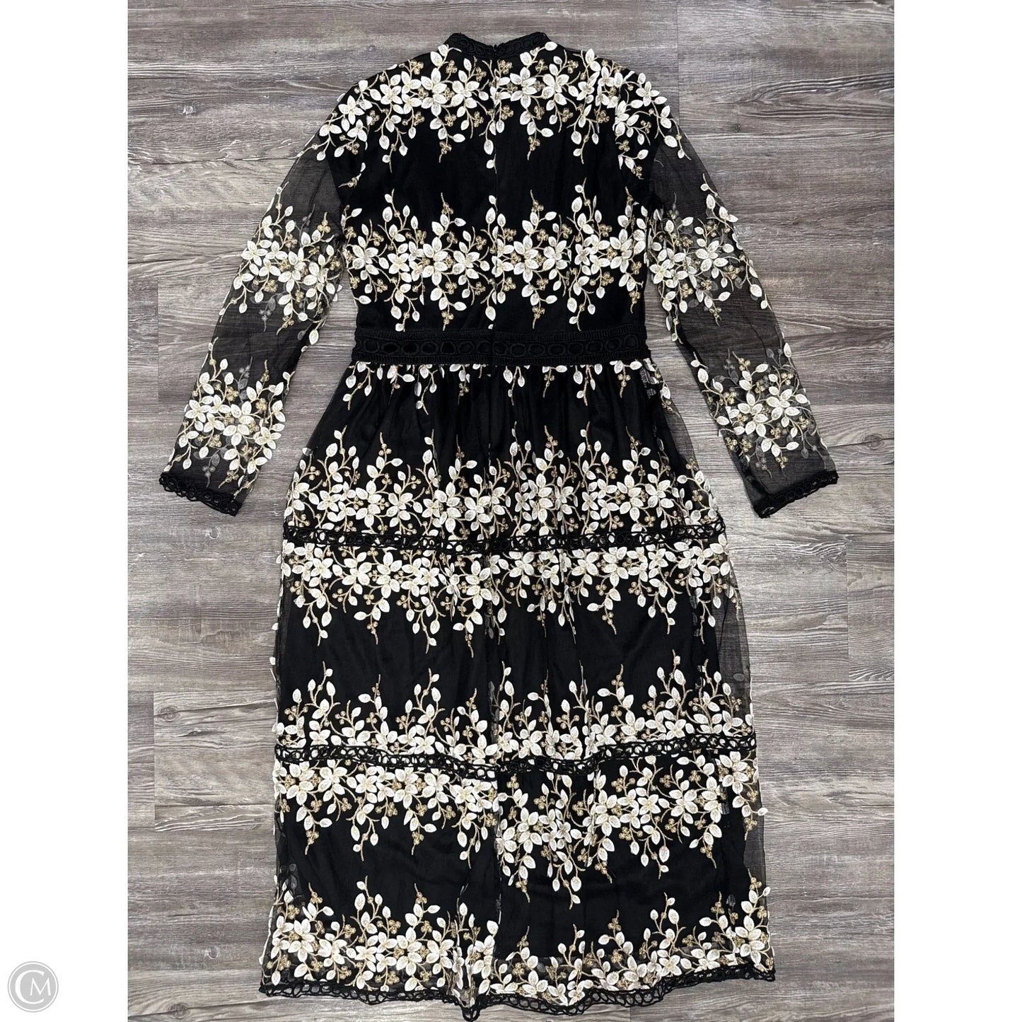 Dress Party Long By Polygram In Black & Gold, Size: S