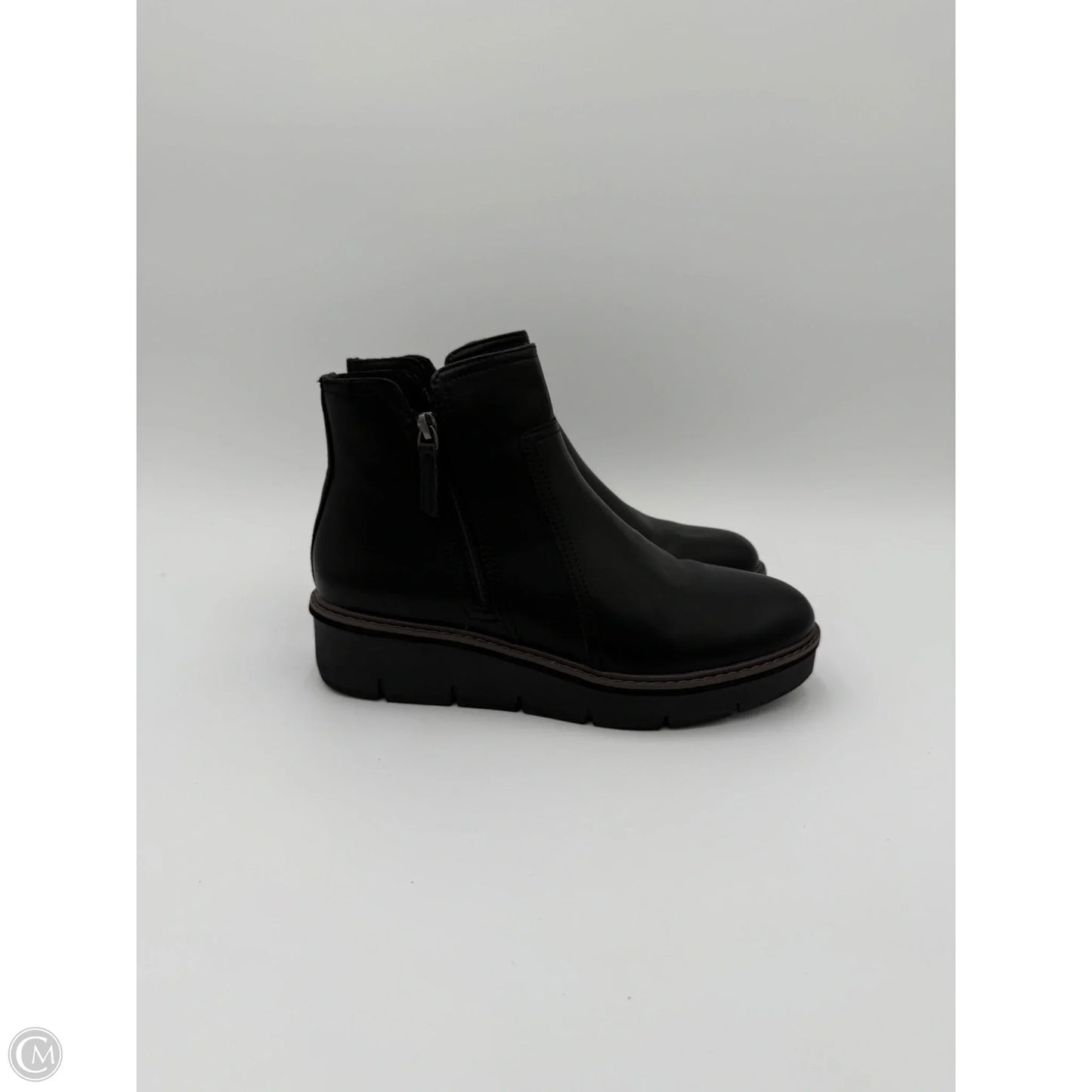 Boots Ankle Heels By Clarks In Black, Size: 9.5
