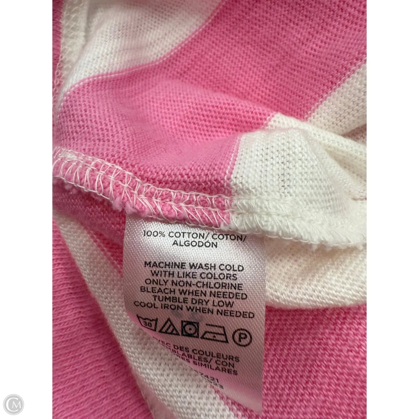 Top Long Sleeve By Loft In Pink & White, Size: S