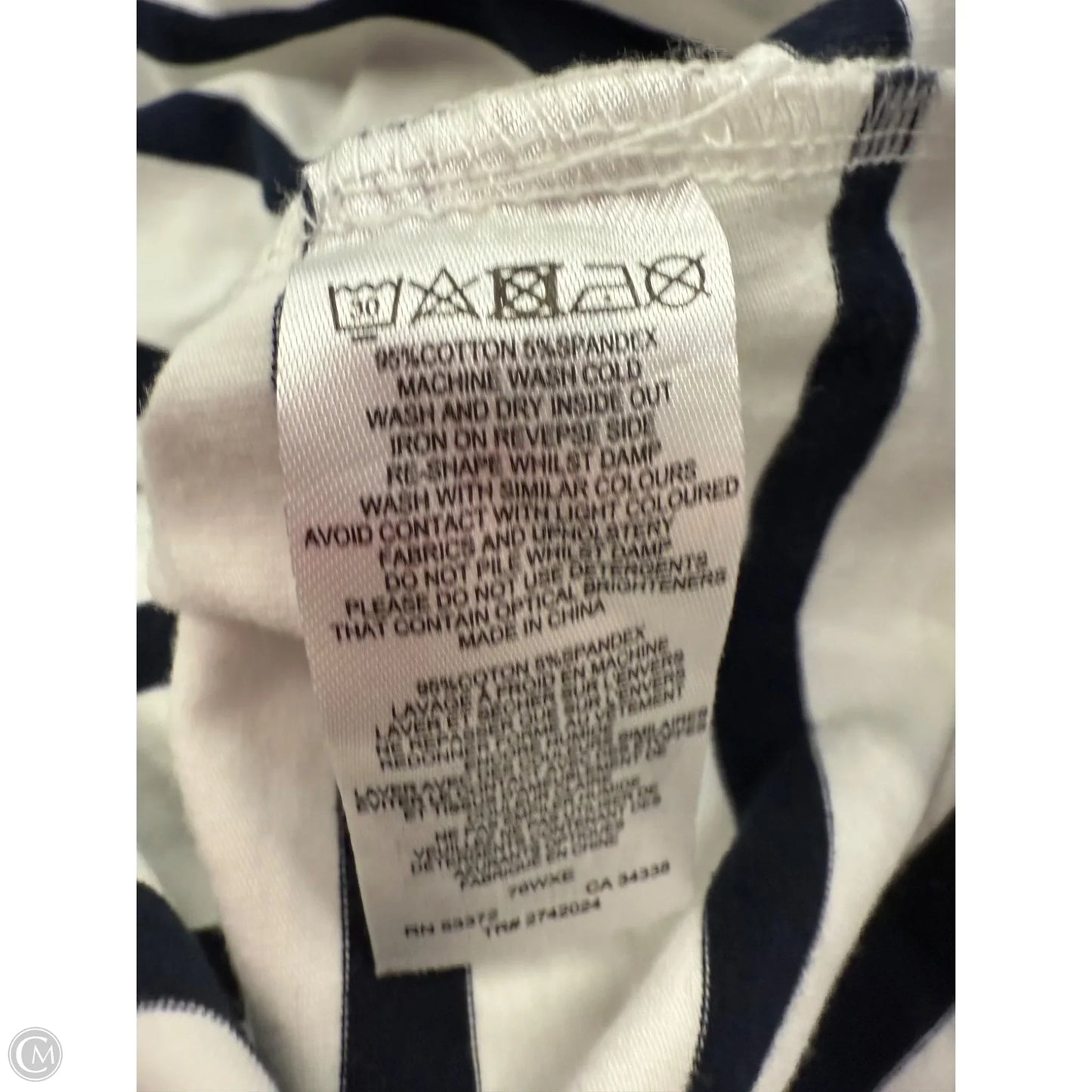 Top Short Sleeve Basic By French Connection In Striped Pattern, Size: M