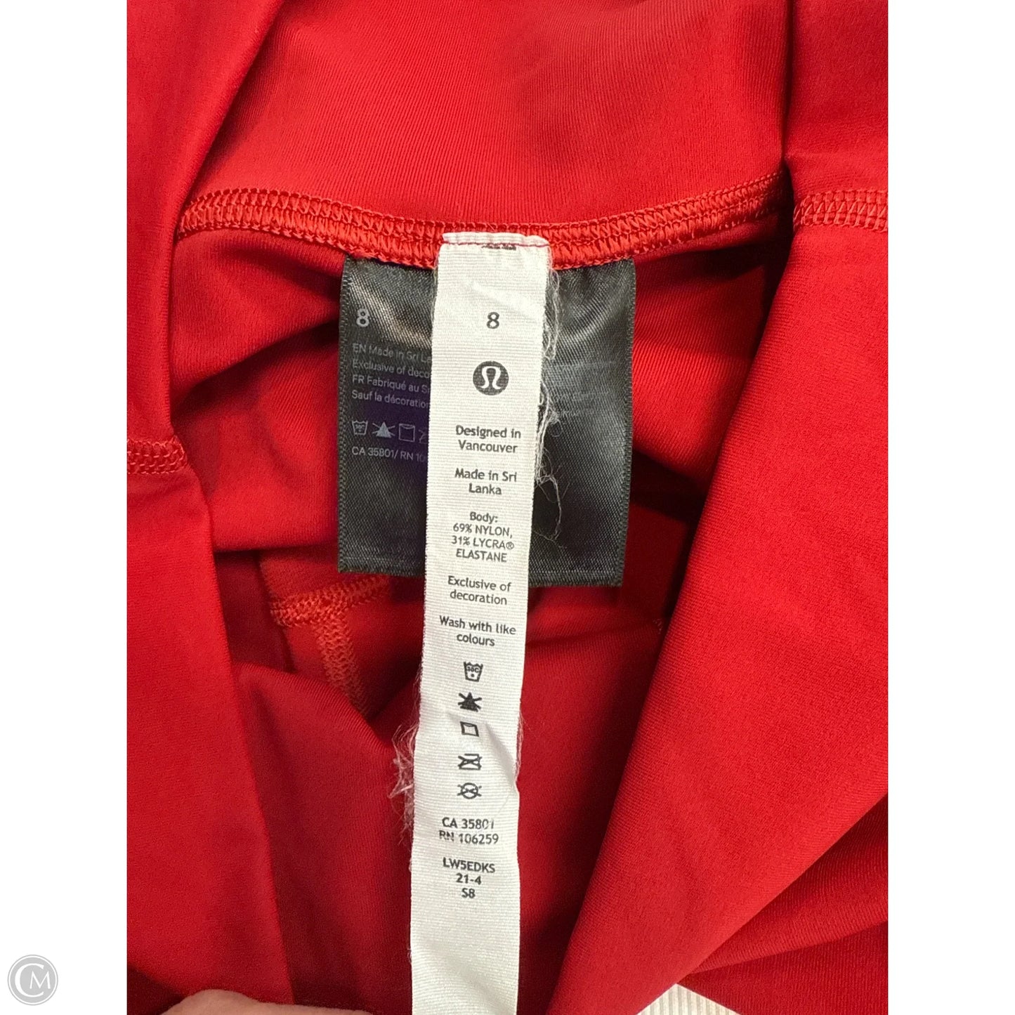 Athletic Leggings By Lululemon In Red, Size: 8