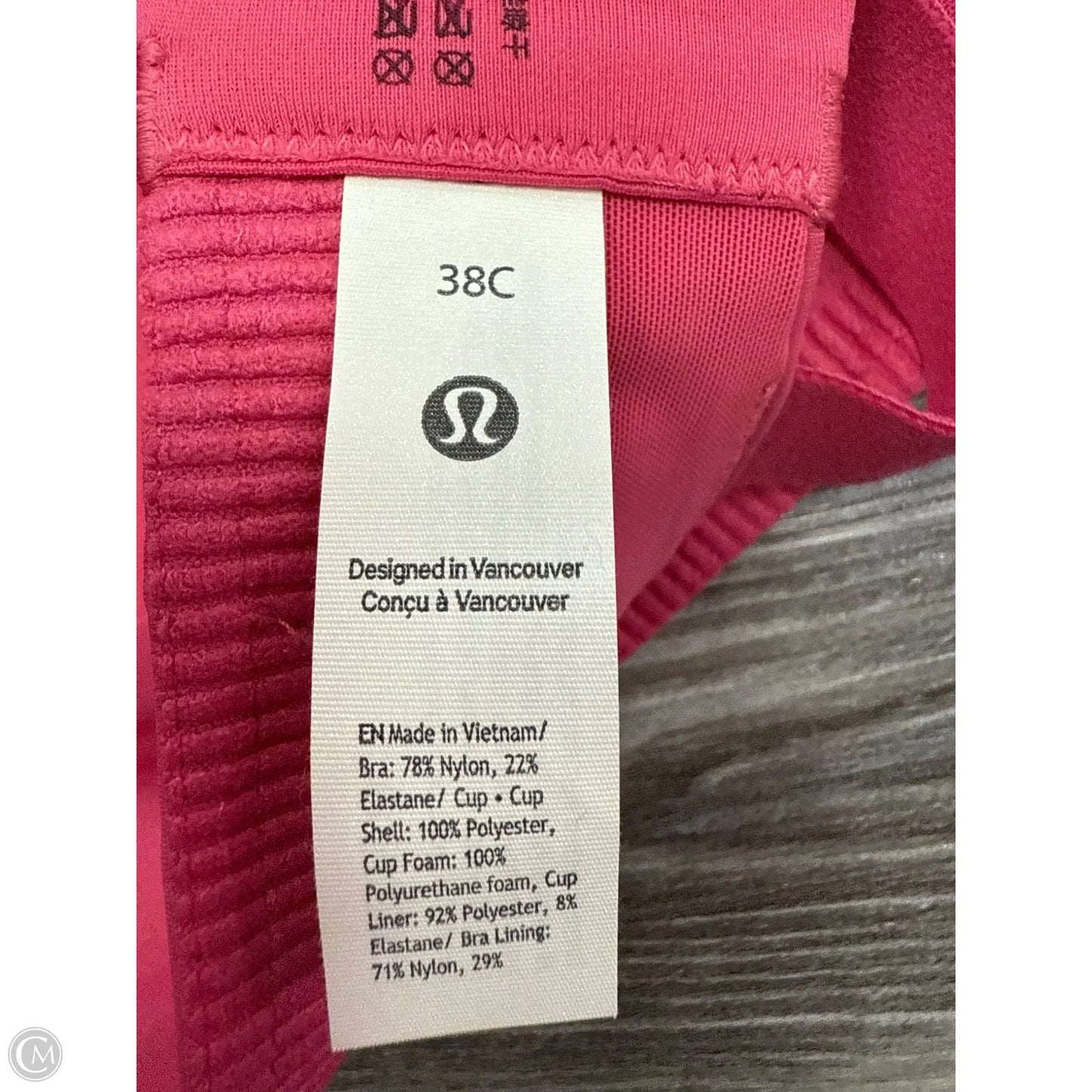 Athletic Bra By Lululemon In Pink, Size: 38c