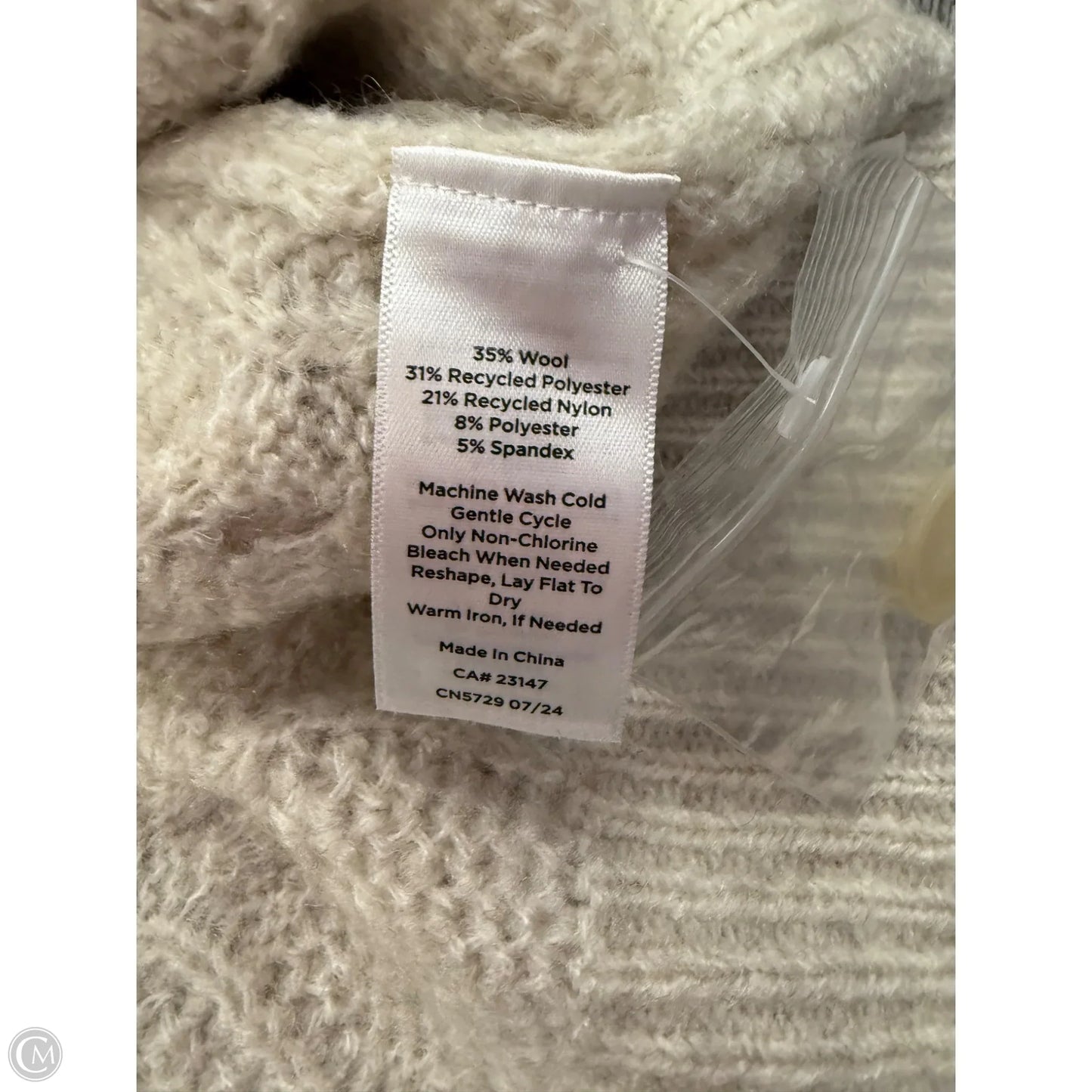 Sweater Cardigan By Talbots In Tan & White, Size: M