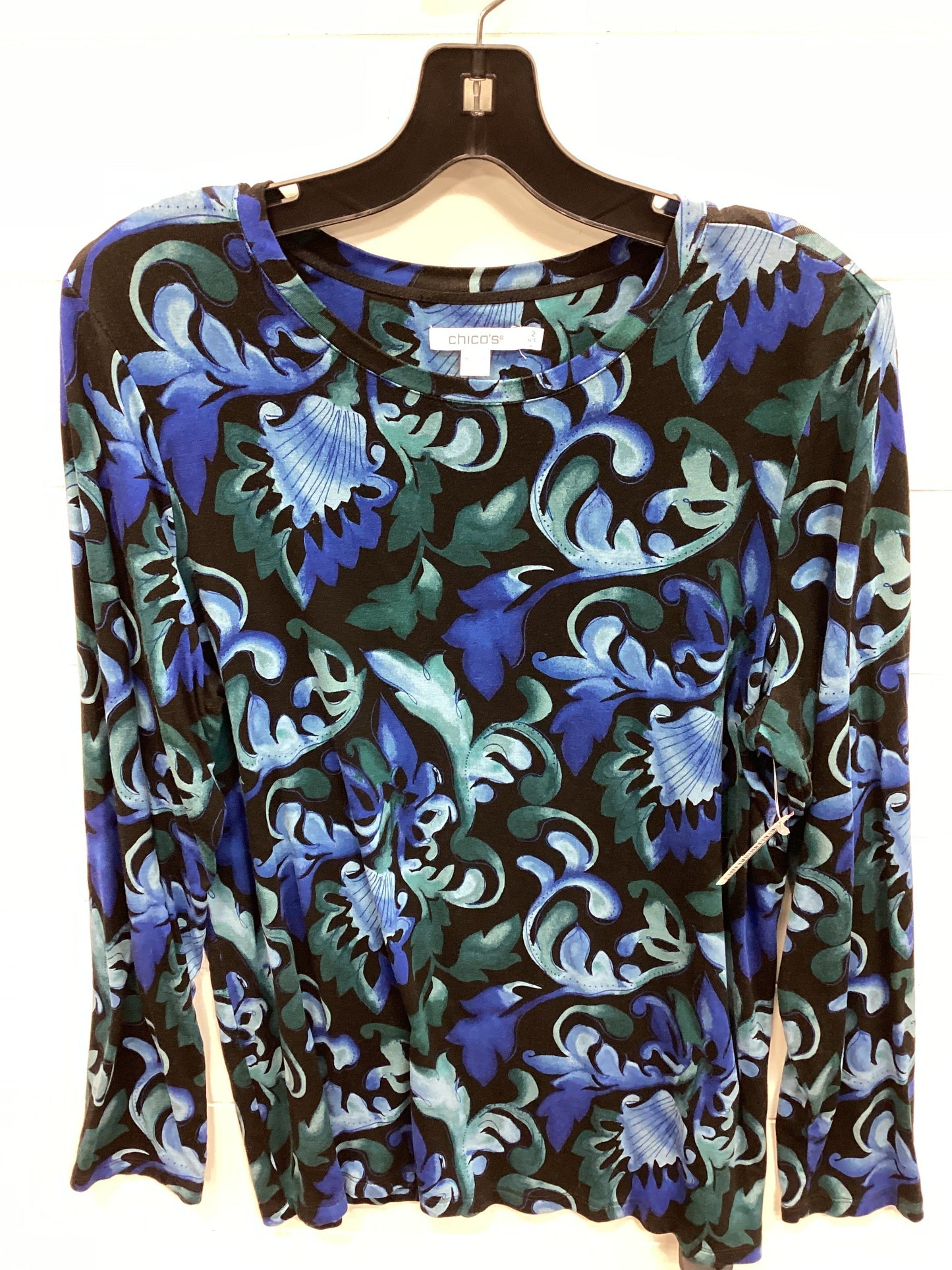Top Ls By Chicos In Black & Blue, Size:L